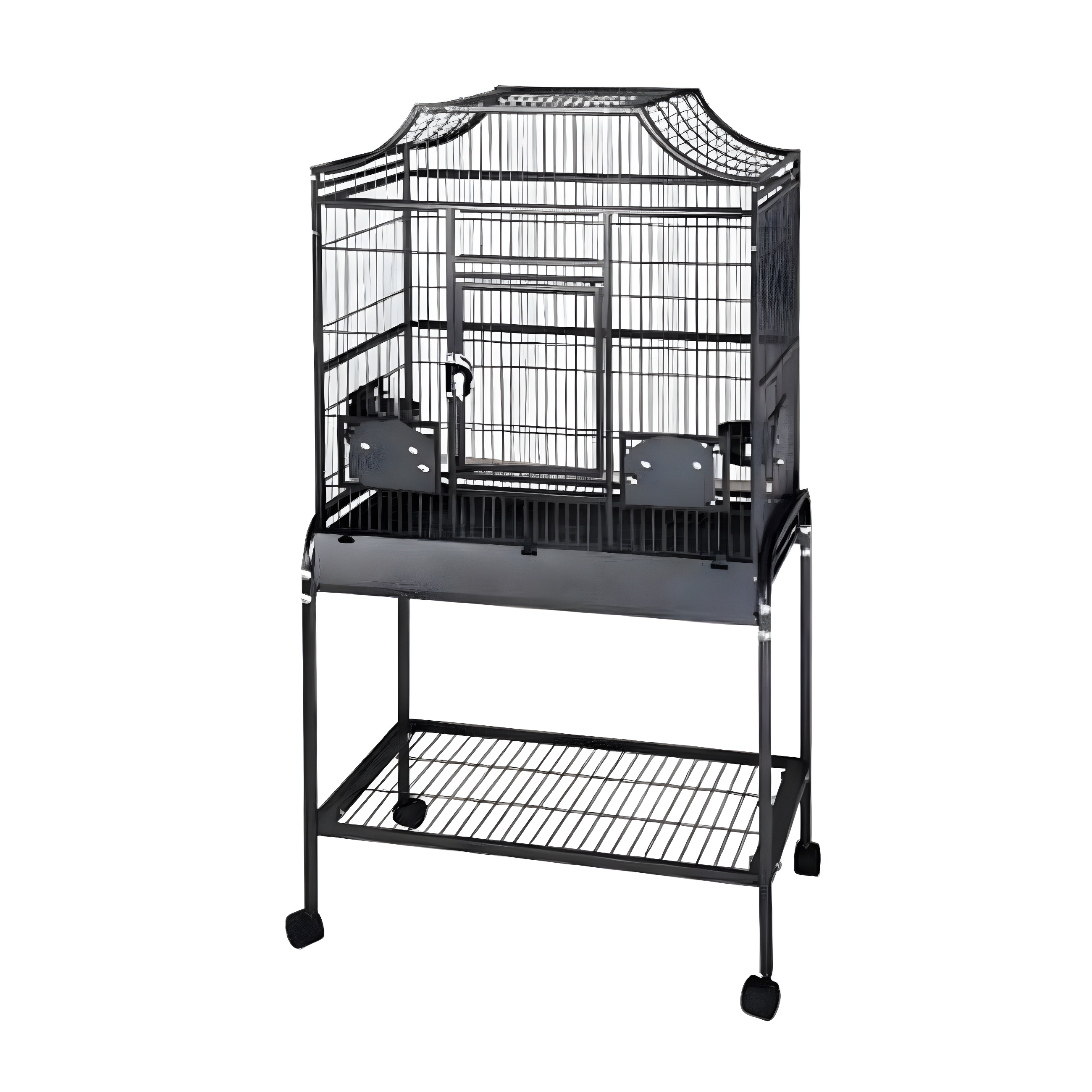 Elegant Black Metal Flight Bird Cage with Stand