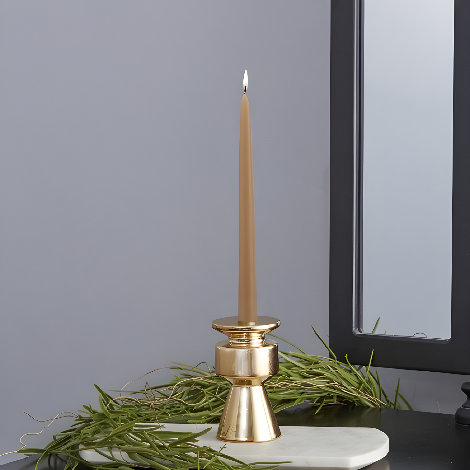 Elegant Beeswax 9" Hand-Dipped Taper Candle Set