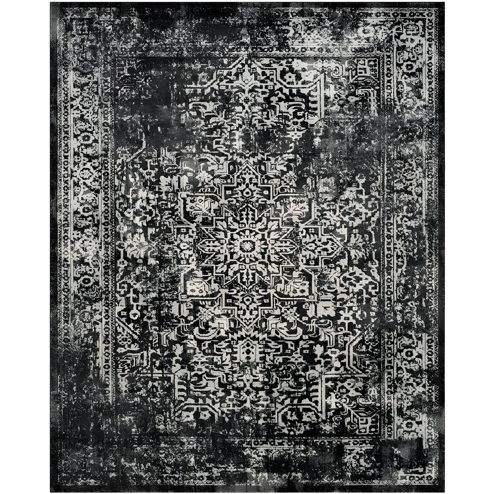 Hand-Knotted Harmony Black/Grey 8' x 10' Synthetic Area Rug