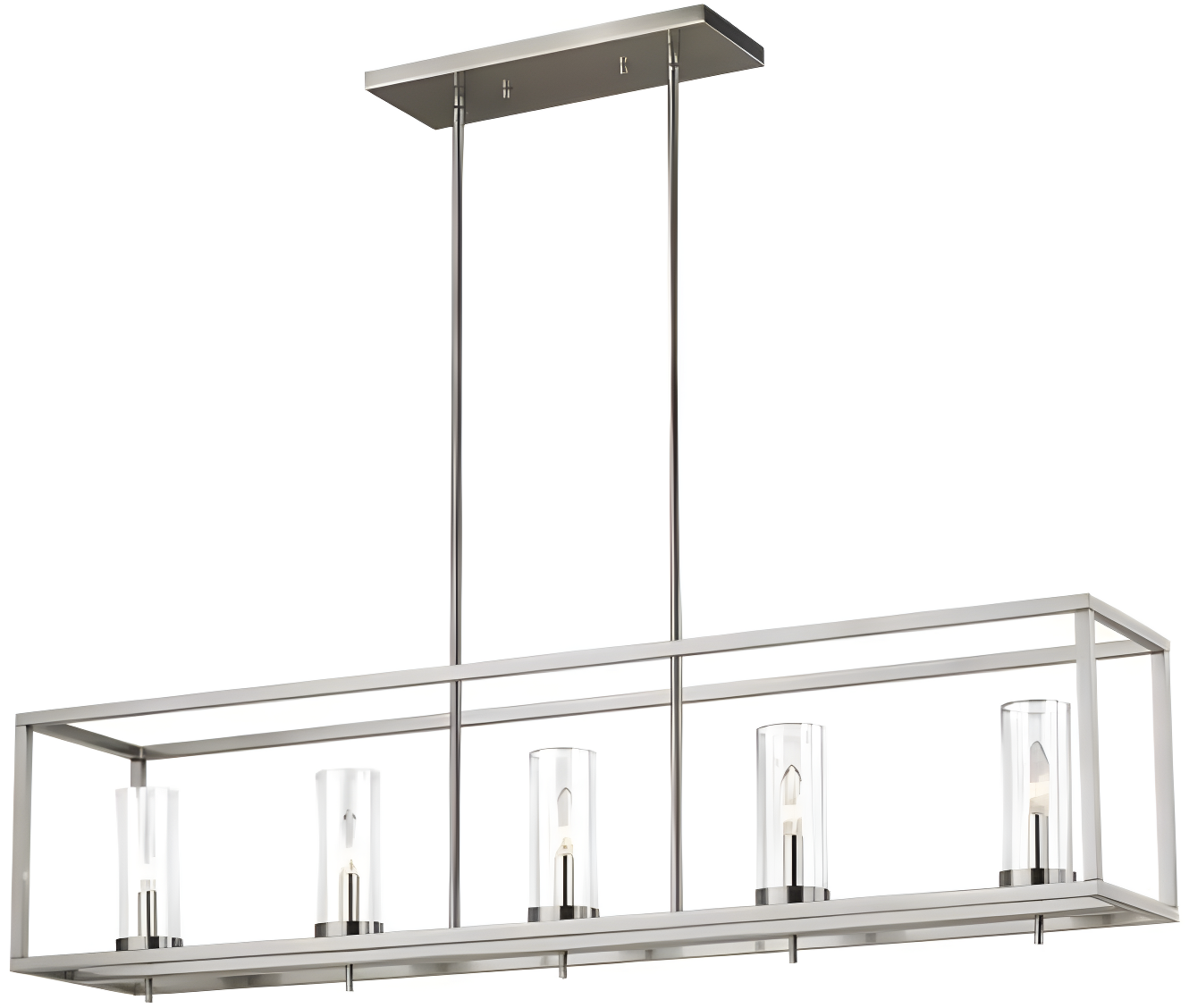 Zire 5-Light Brushed Nickel LED Island Pendant with Clear Glass Shades