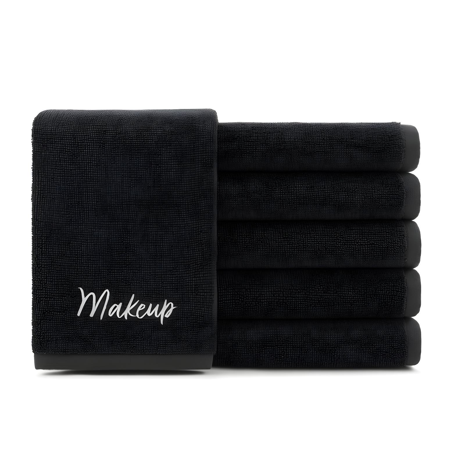 Black Cotton Embroidered Makeup Removal Washcloth Set