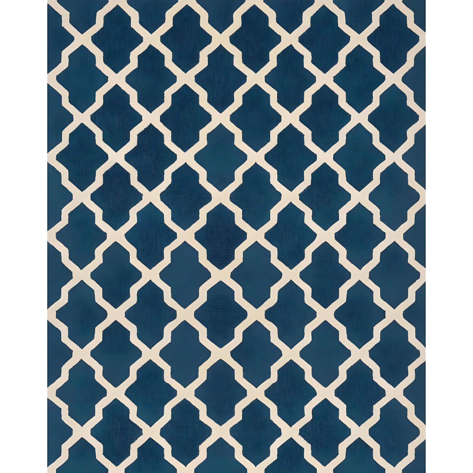 Navy Blue and Ivory Geometric Wool 8' x 10' Area Rug