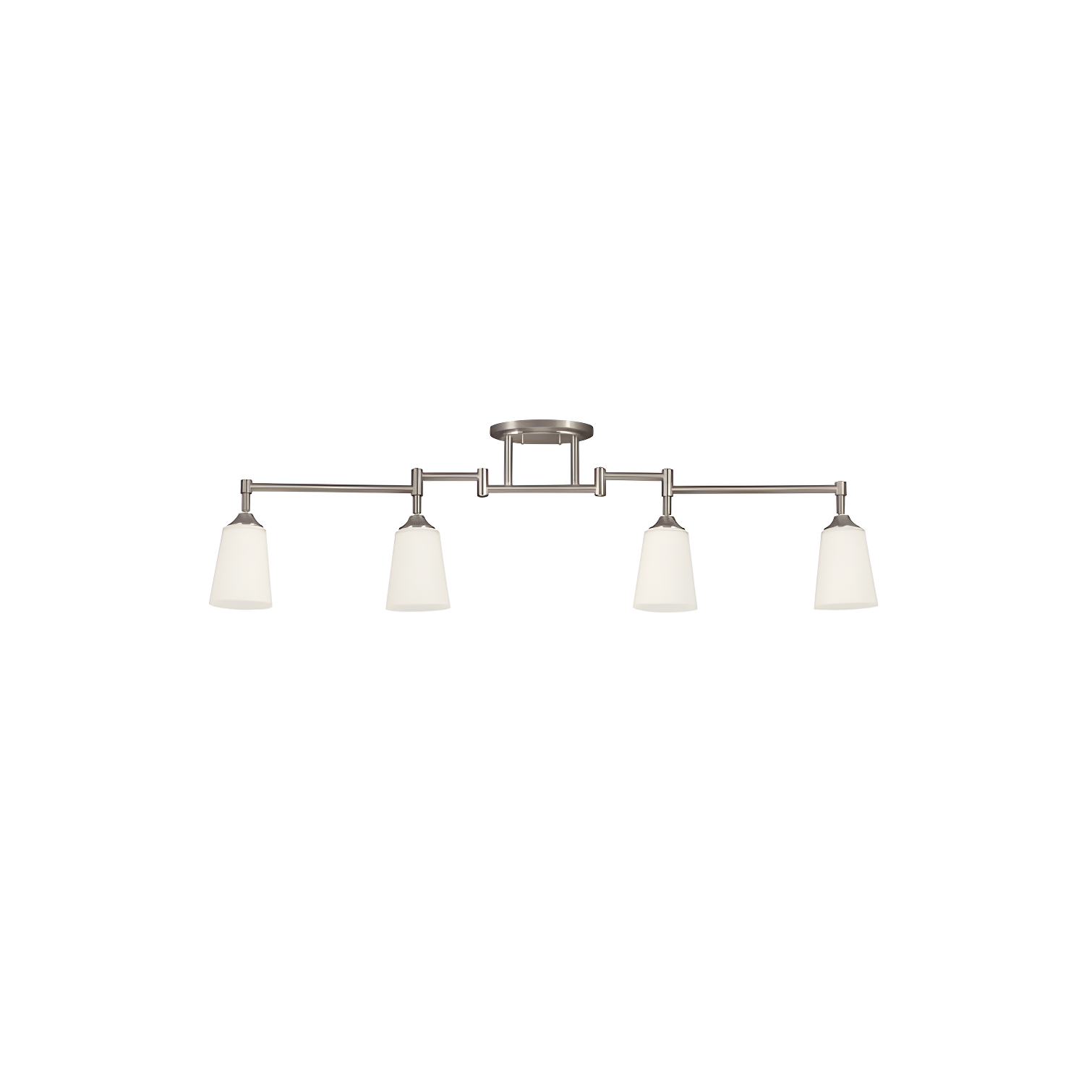 Brushed Nickel 4-Light Track Kit with Satin White Glass Shades