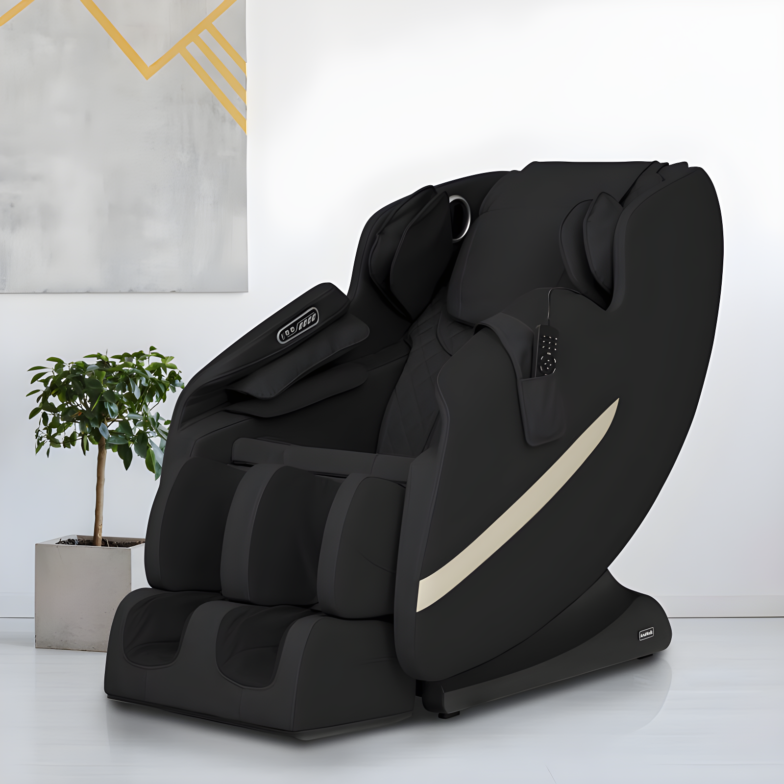 Deluxe Black Faux Leather Massage Chair with Zero Gravity