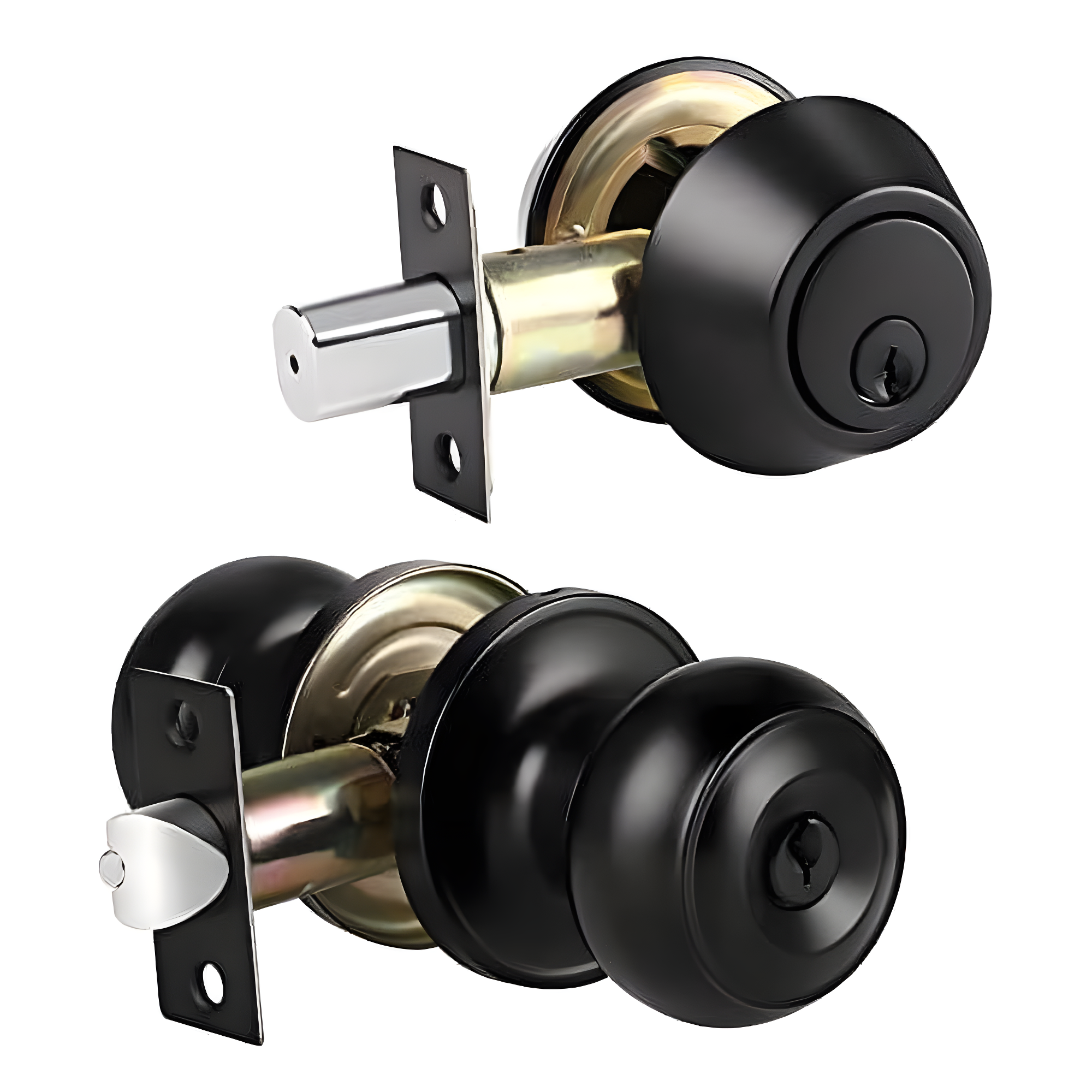 Matte Black Stainless Steel Entry Door Knob and Deadbolt Set