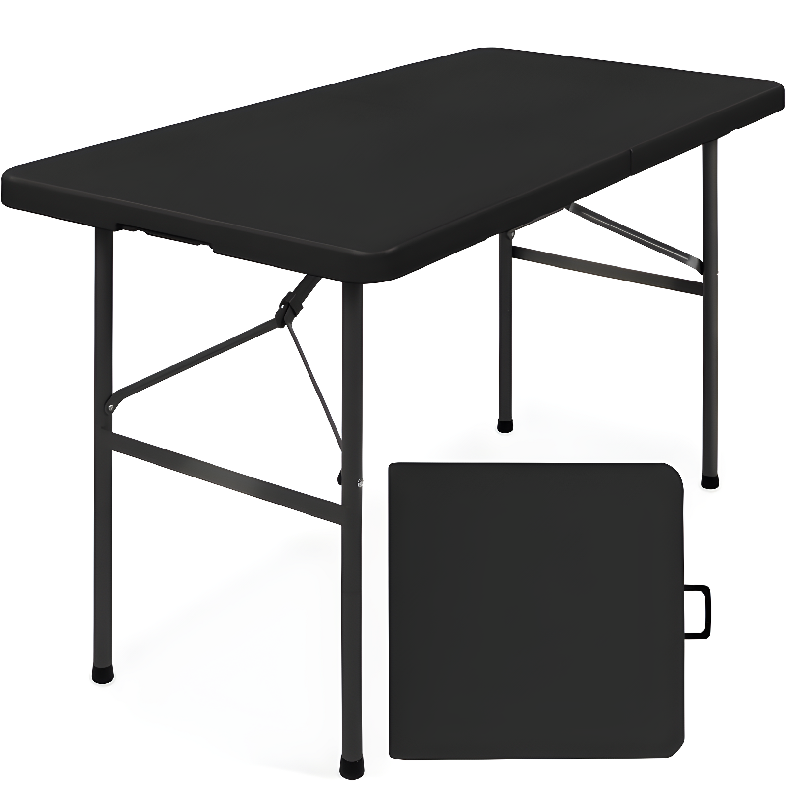 Black Heavy-Duty 4ft Folding Table with Handle