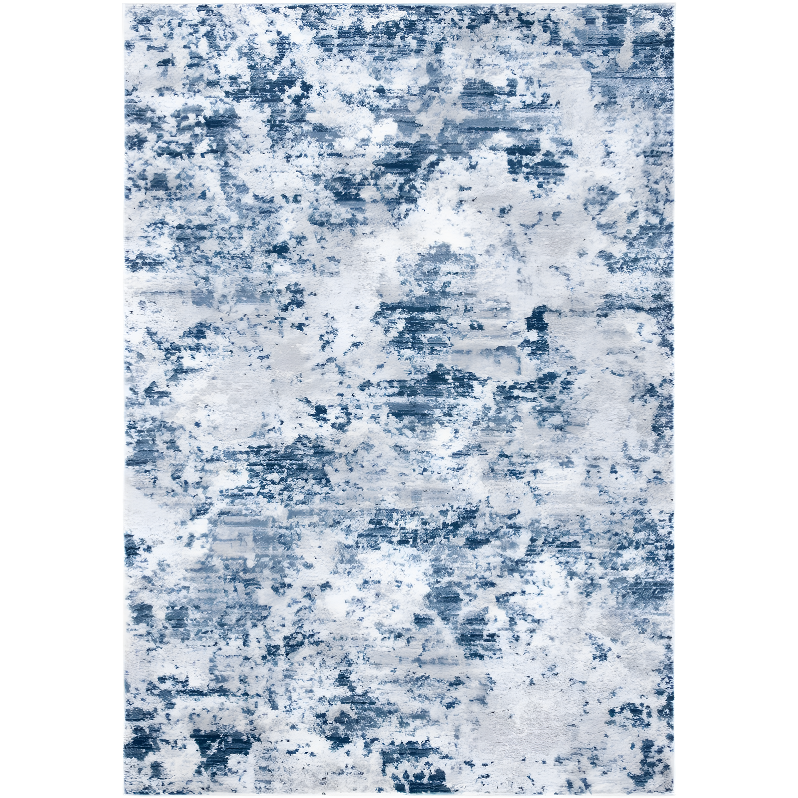 Navy and Grey Abstract Rectangular Synthetic Area Rug