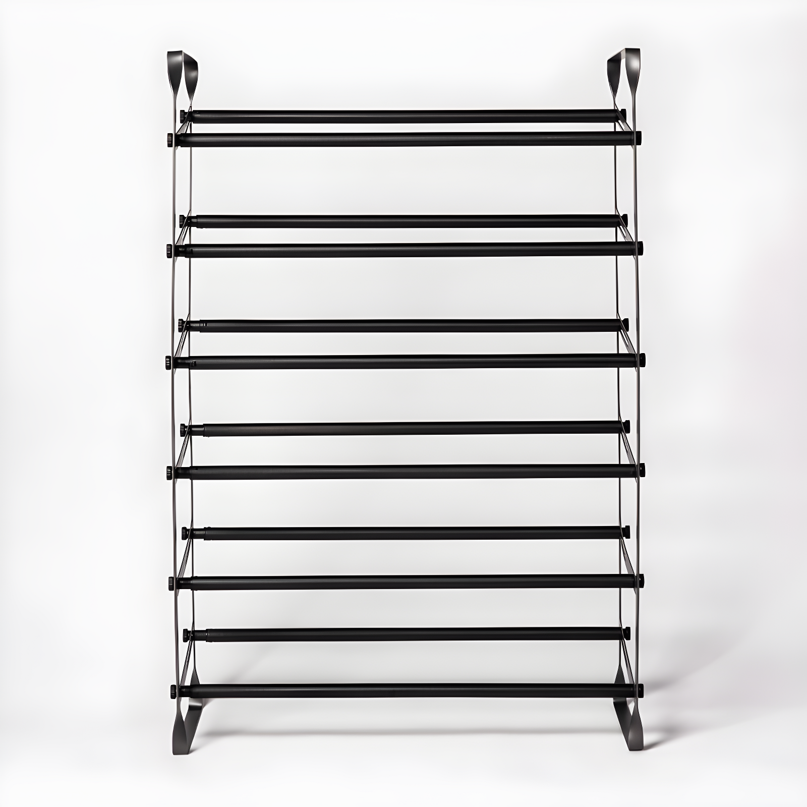 Black Metal Expandable Shoe Shelf with Six Tiers