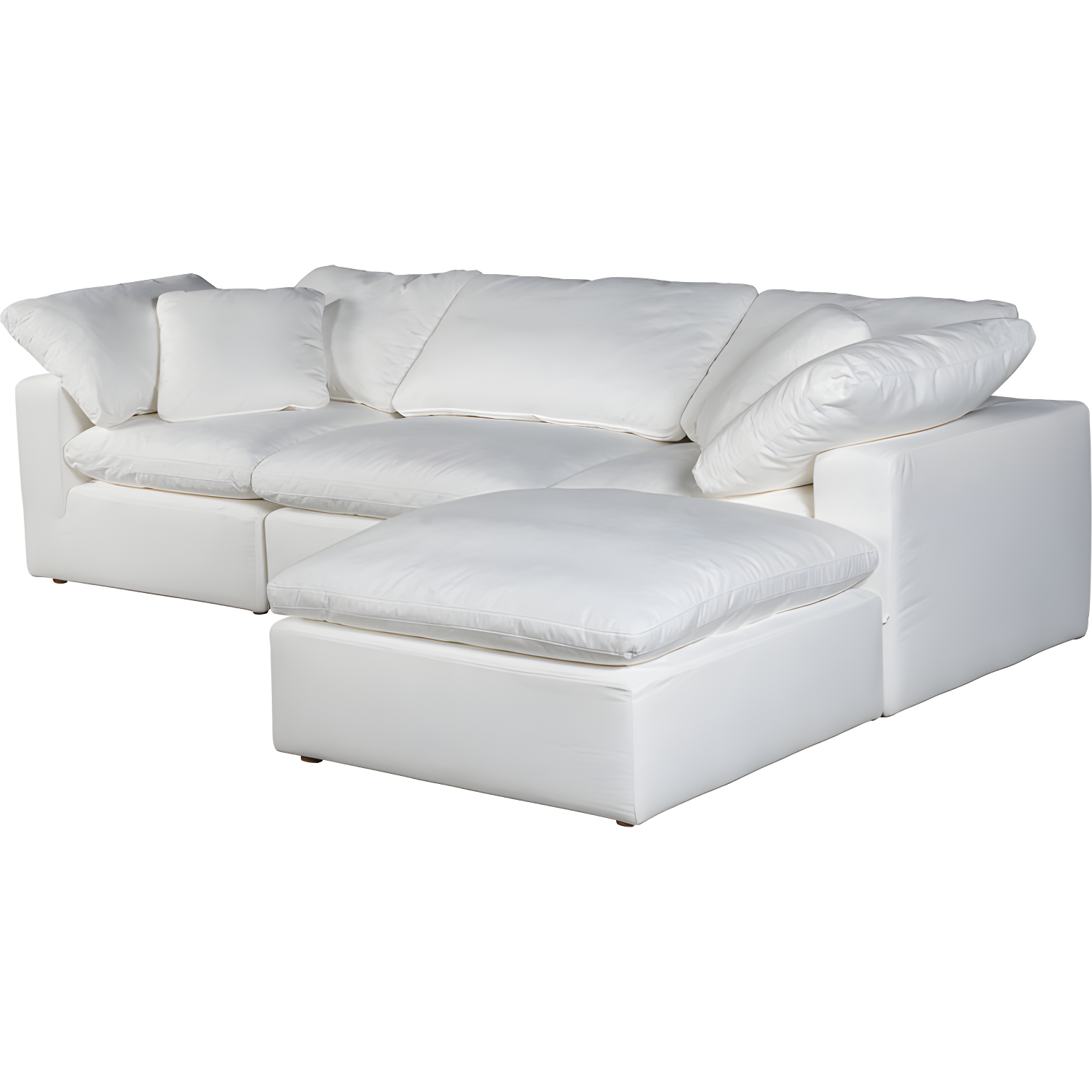 White Performance Fabric Modular Sectional Sofa with Removable Cushions