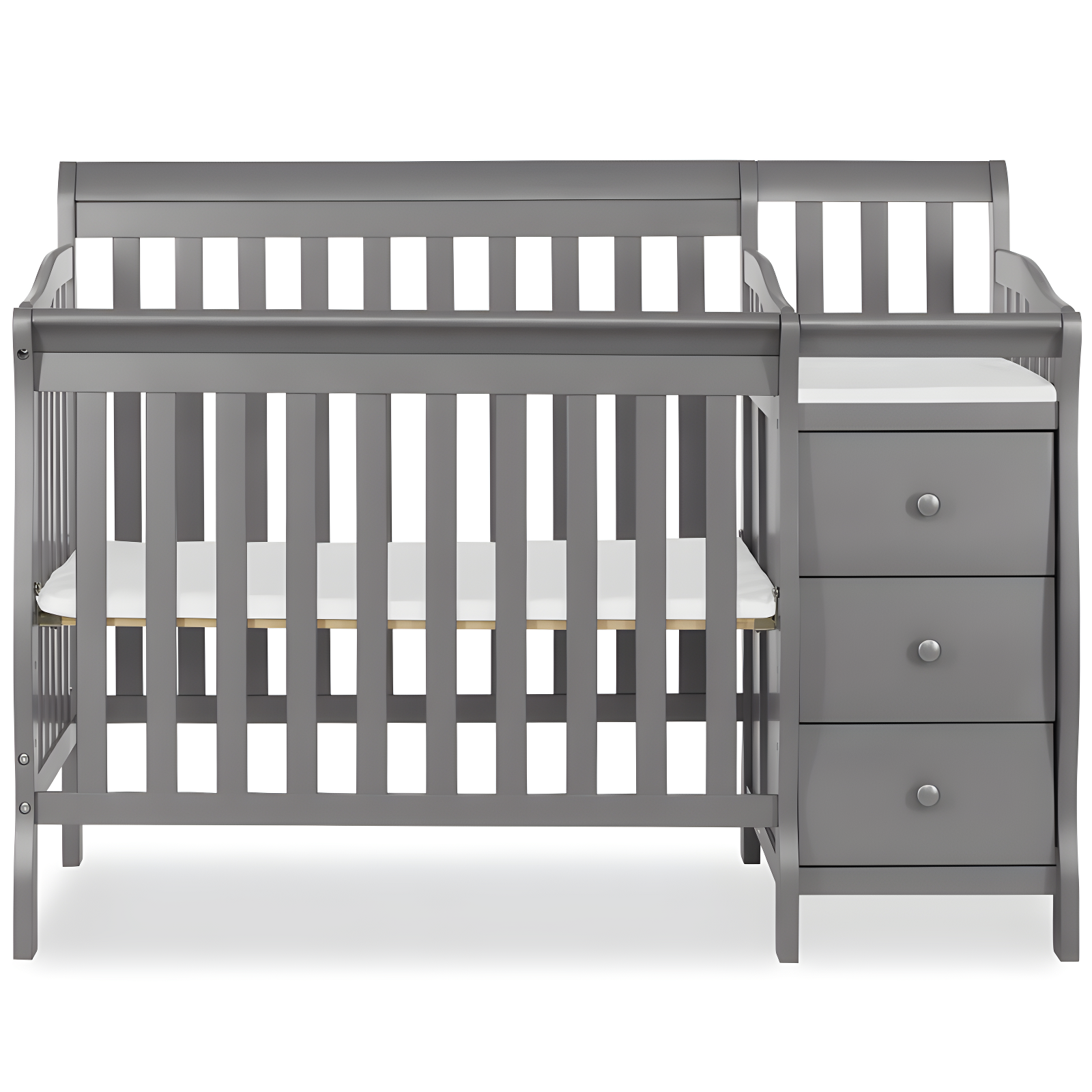 Storm Gray 4-in-1 Mini Convertible Crib with Changer