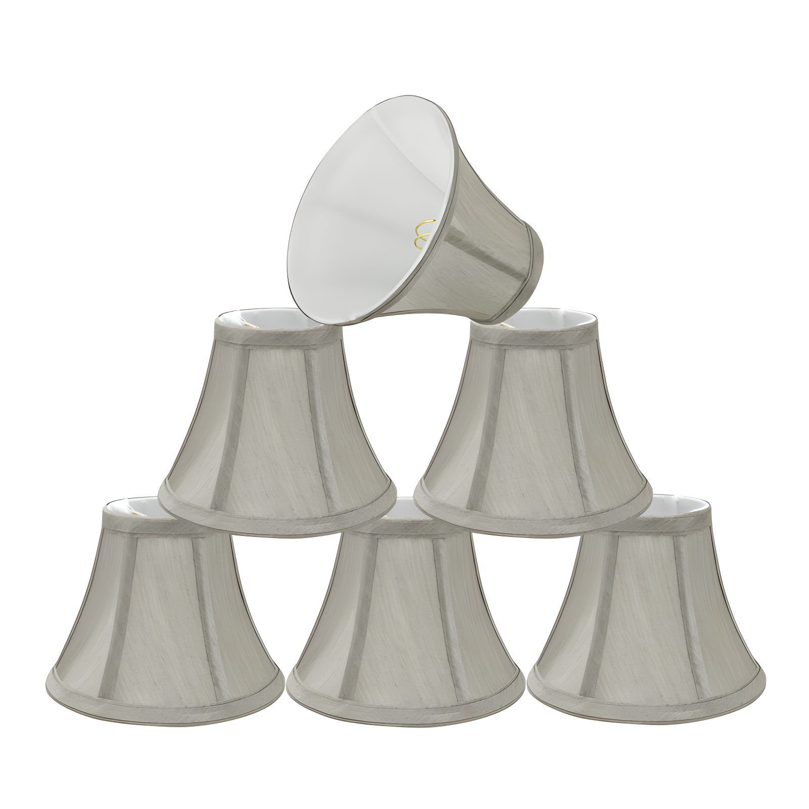 Set of 6 Gray Faux Silk Bell Chandelier Lamp Shades