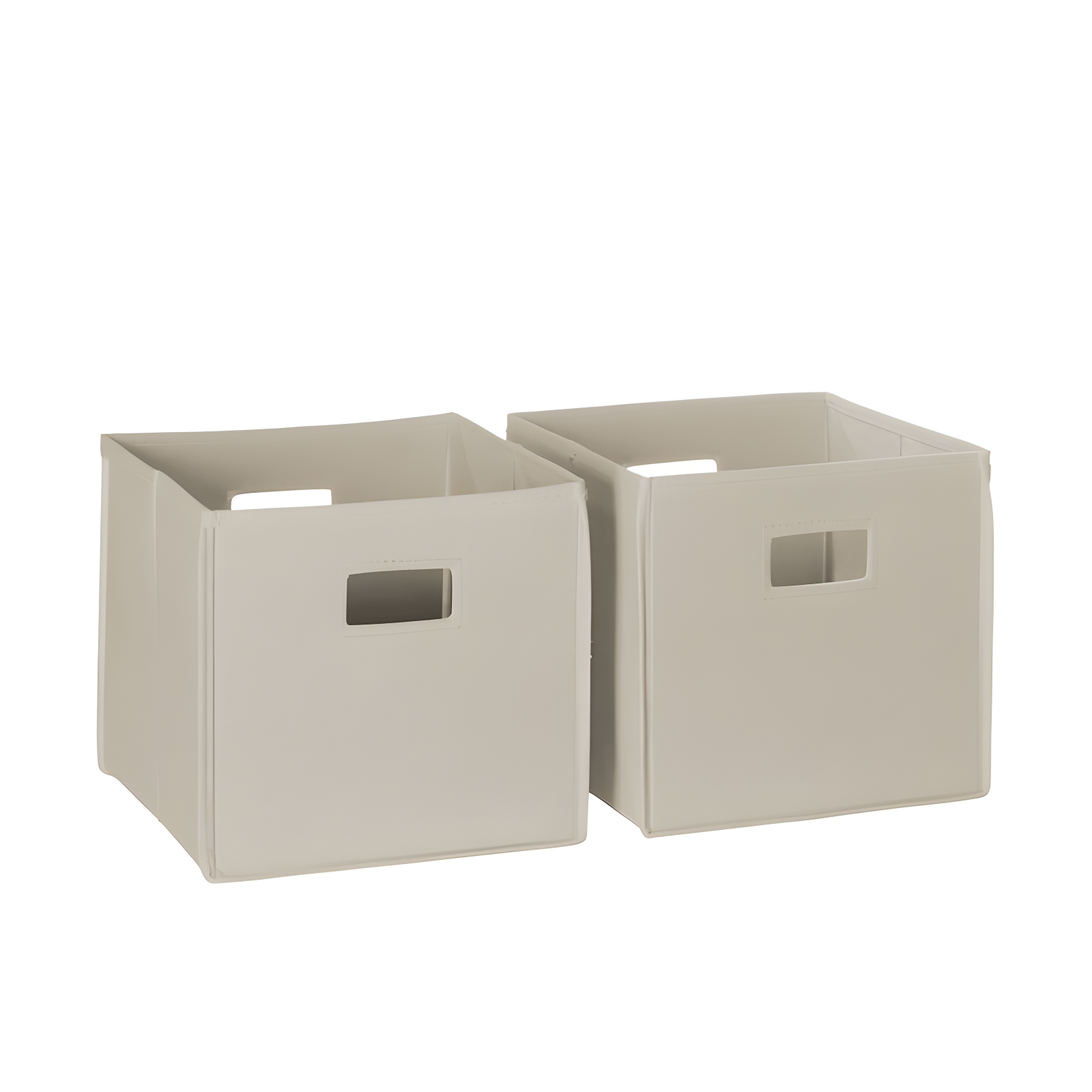 Taupe Collapsible Kids Storage Cube Bins with Handles, Set of 2