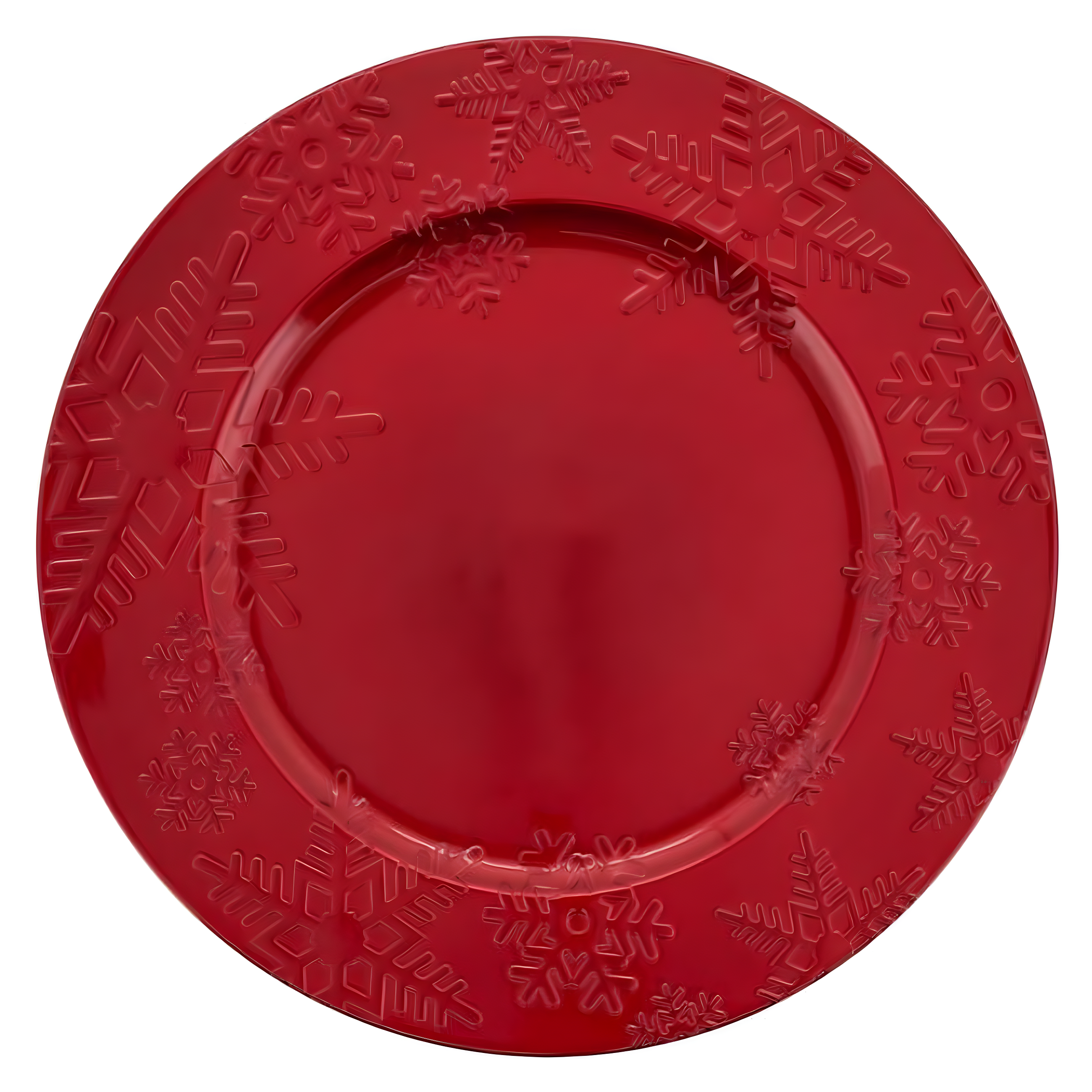 Red Plastic Snowflake Design Christmas Charger Plates Set of 4