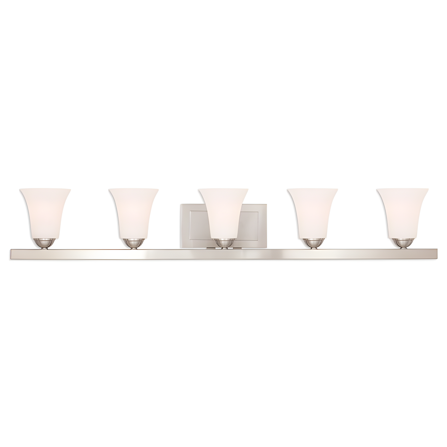 Ridgedale Brushed Nickel 5-Light Vanity with Satin Opal White Glass