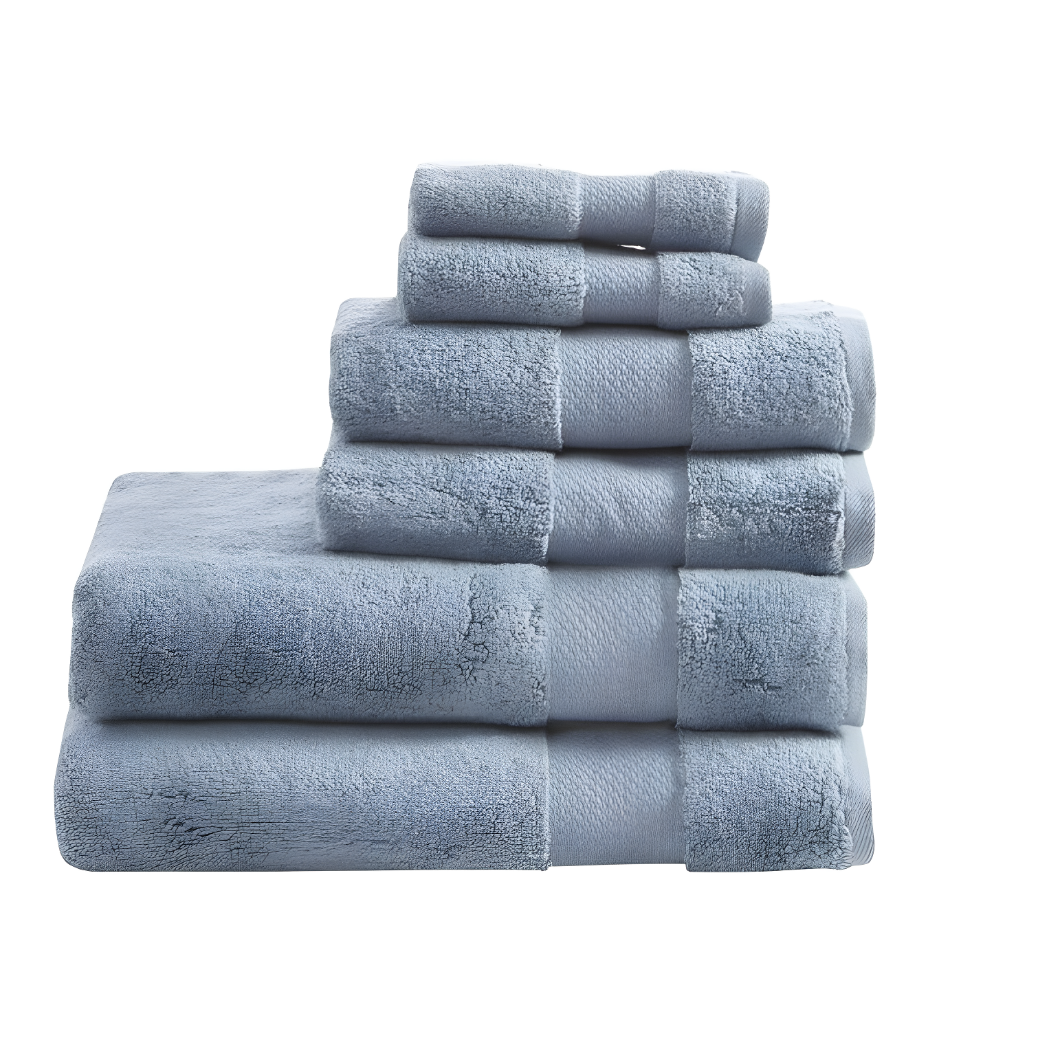 Blue Turkish Cotton 6 Piece Luxury Bath Towel Set