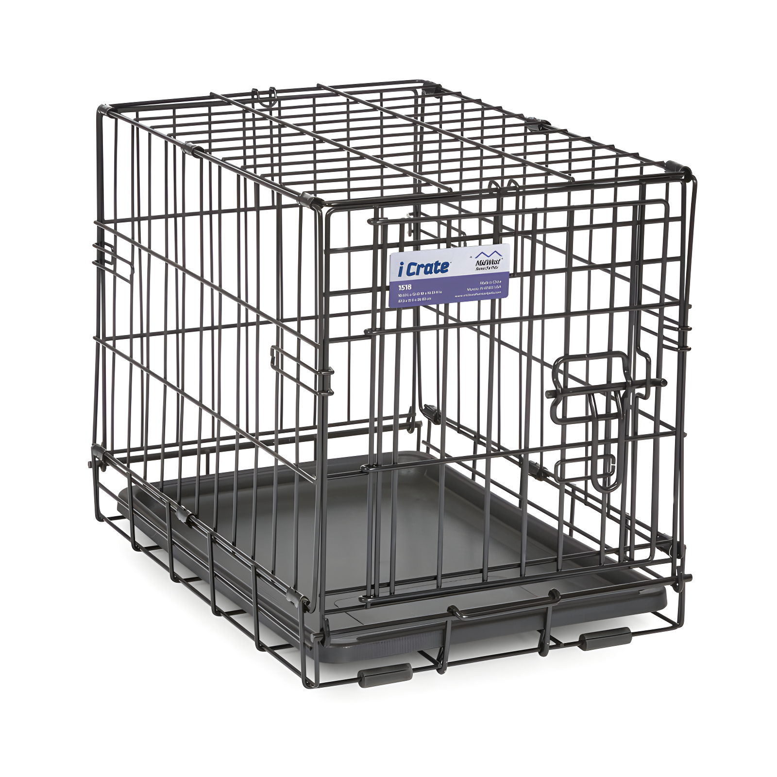 Black Metal Single Door Dog Crate with Leak-Proof Pan