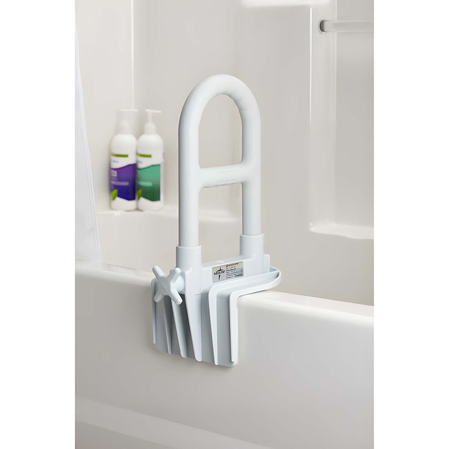 White Stainless Steel Bathtub Grab Bar with Microban