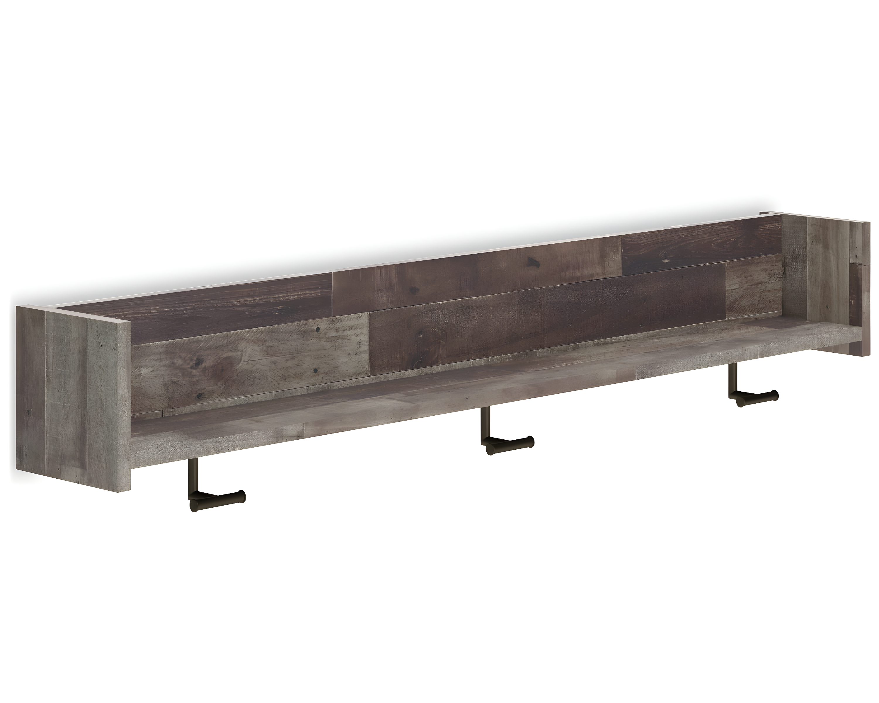 Rustic Black and Gray Wall Mounted Coat Rack with Shelf