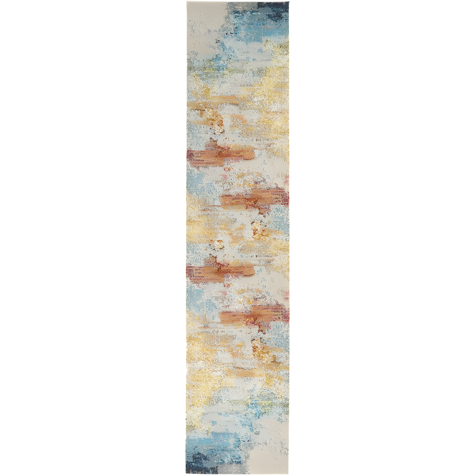 Nourison Celestial Gray and Blue Abstract Runner Rug