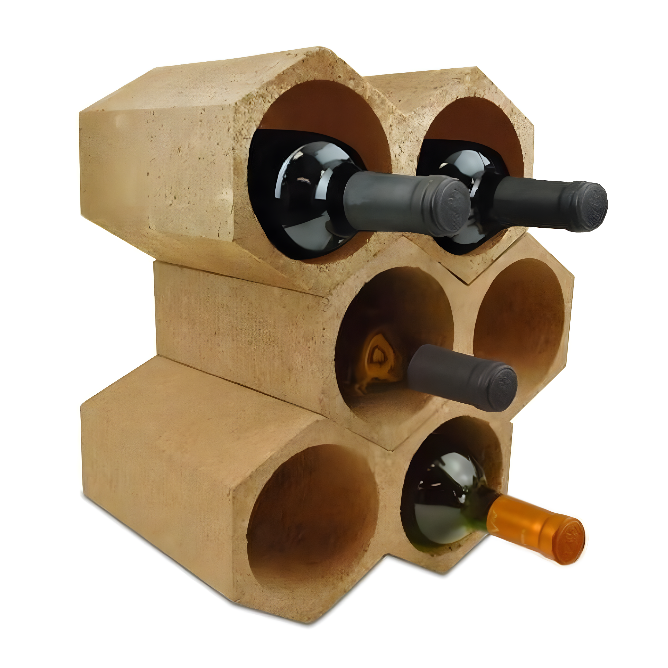 Honeycomb Stackable Cork Wine Rack for 6 Bottles