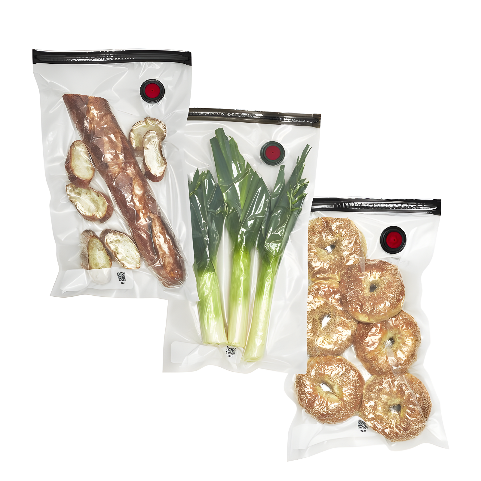 Large Clear Vacuum Sealer Bags with QR Code, Set of 3
