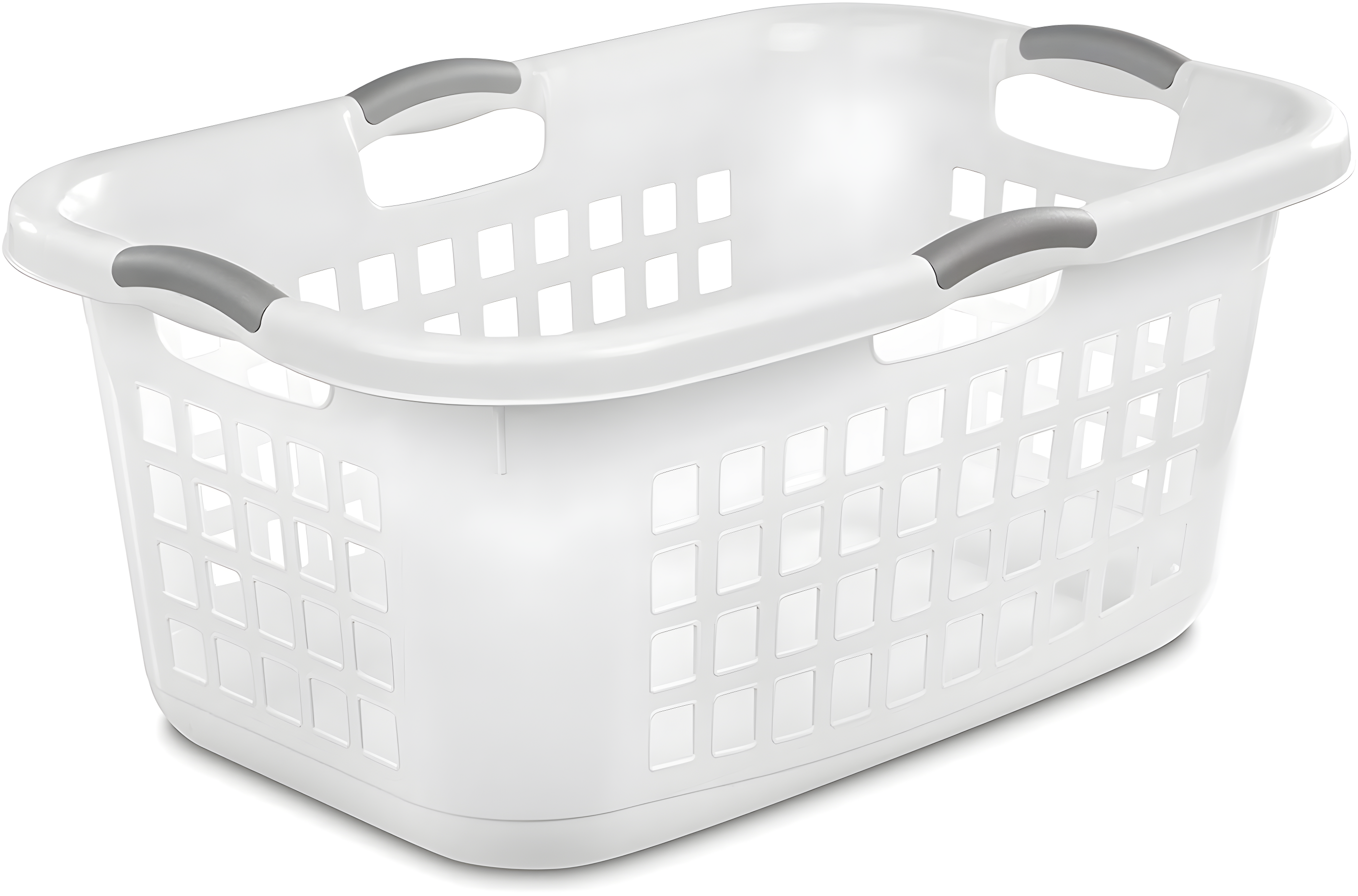 White Plastic Stackable Laundry Basket with Comfort Handles