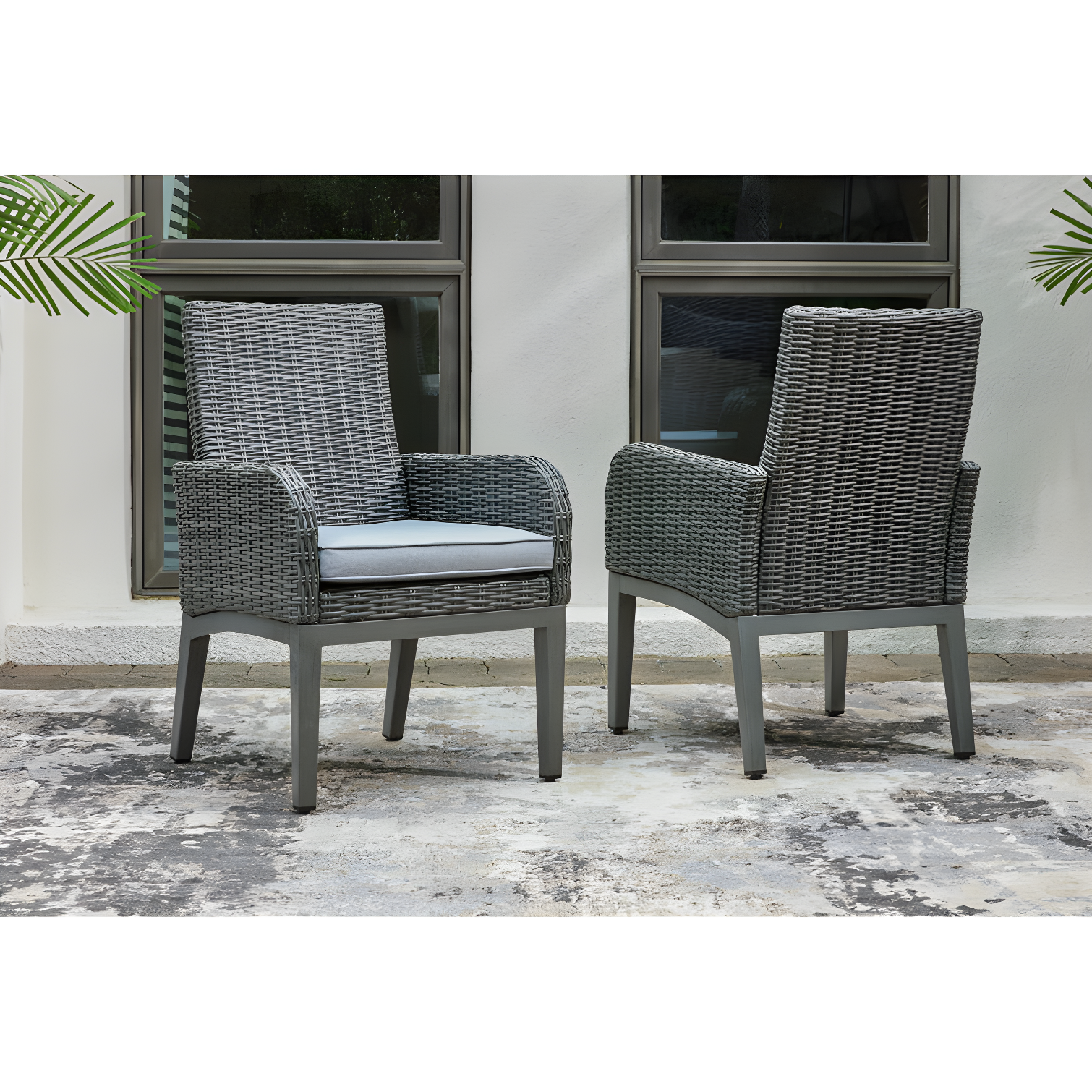 Elite Park Gray and White Transitional Arm Chair with Cushions