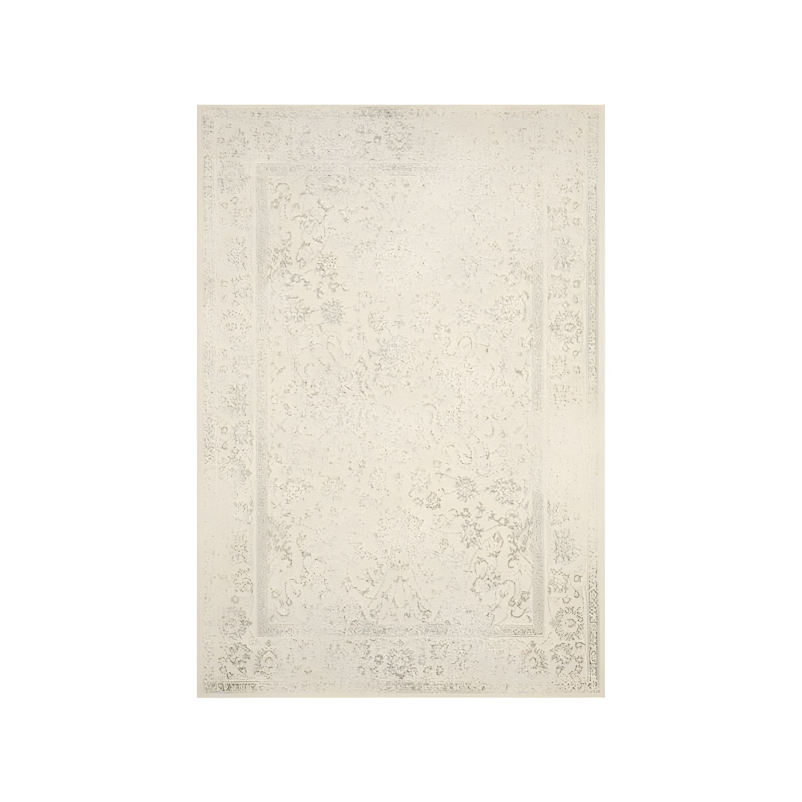 Ivory/Sage Floral Easy-Care Synthetic Area Rug, 6' x 9'