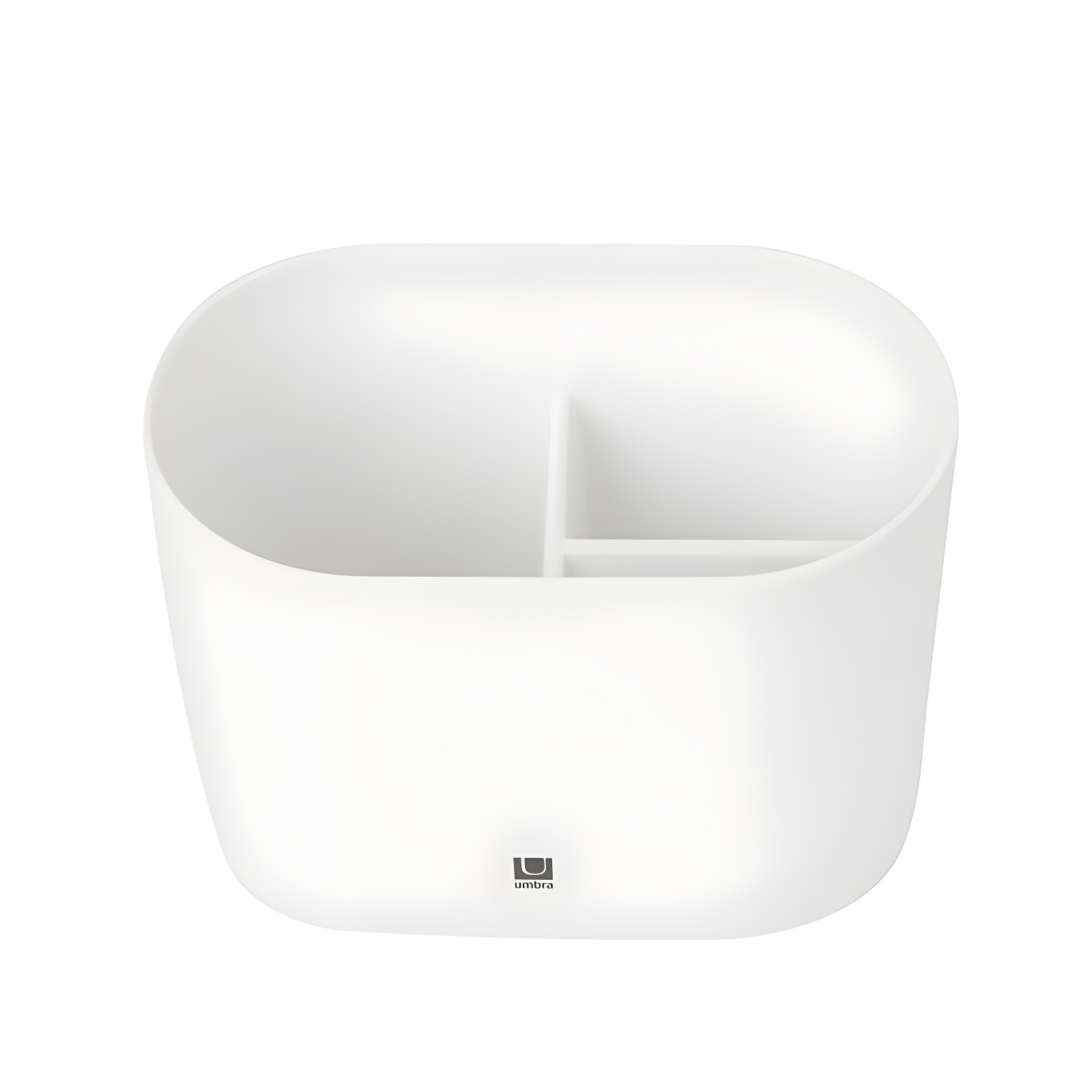 White Oval Melamine Toothbrush Holder with Nickel Finish