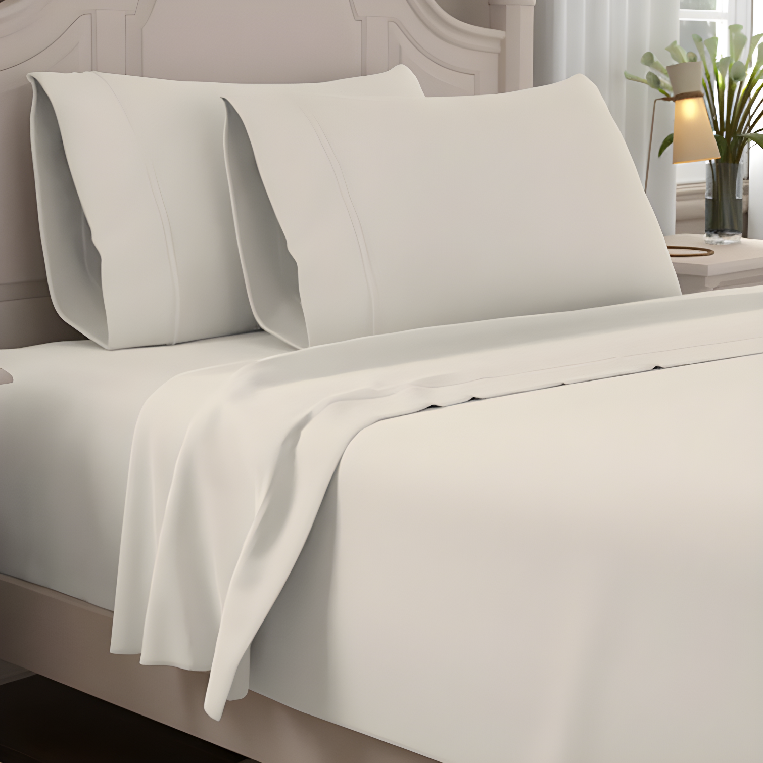 Ivory Organic Cotton Twin Percale Sheet Set