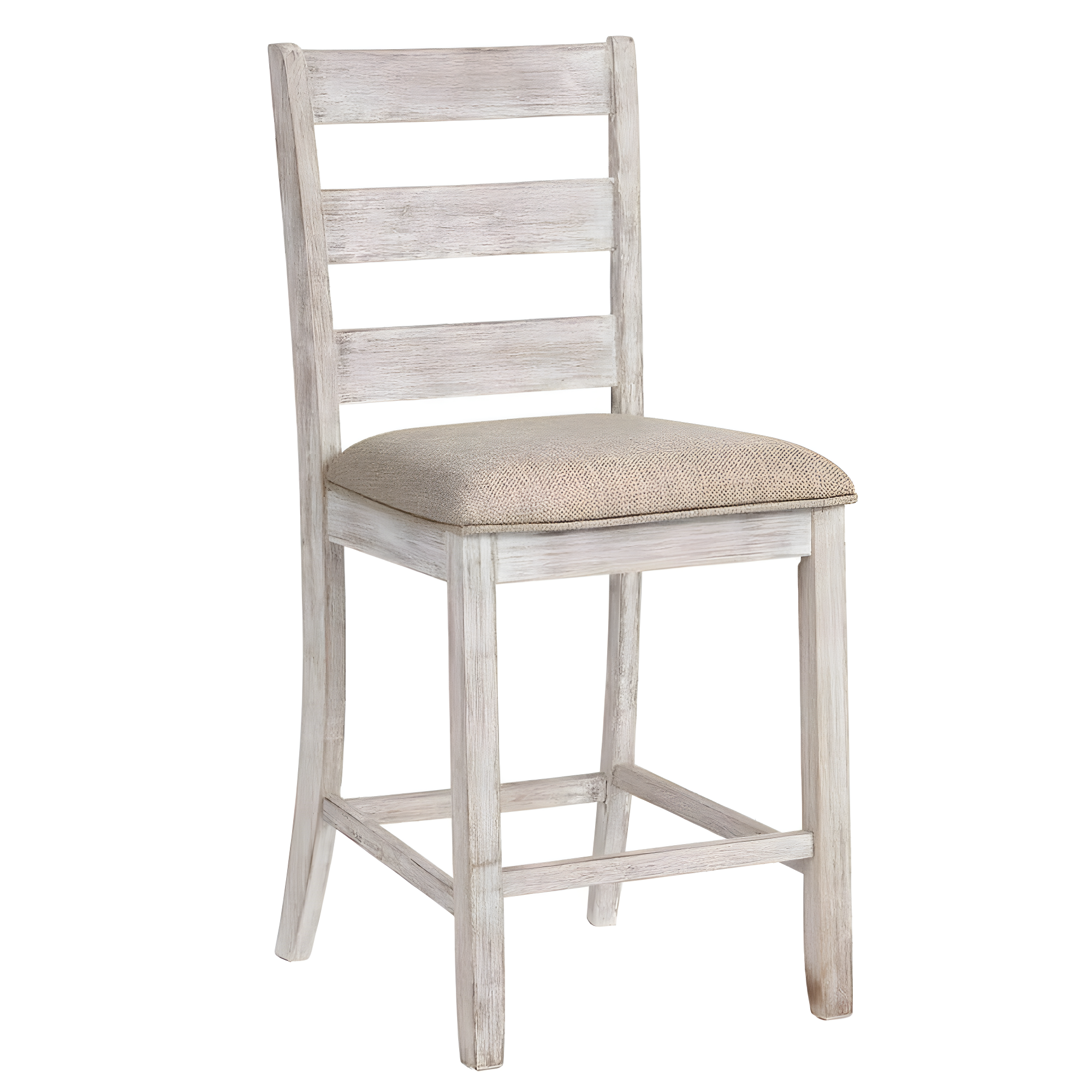 White and Brown Wooden Armless Barstool Set