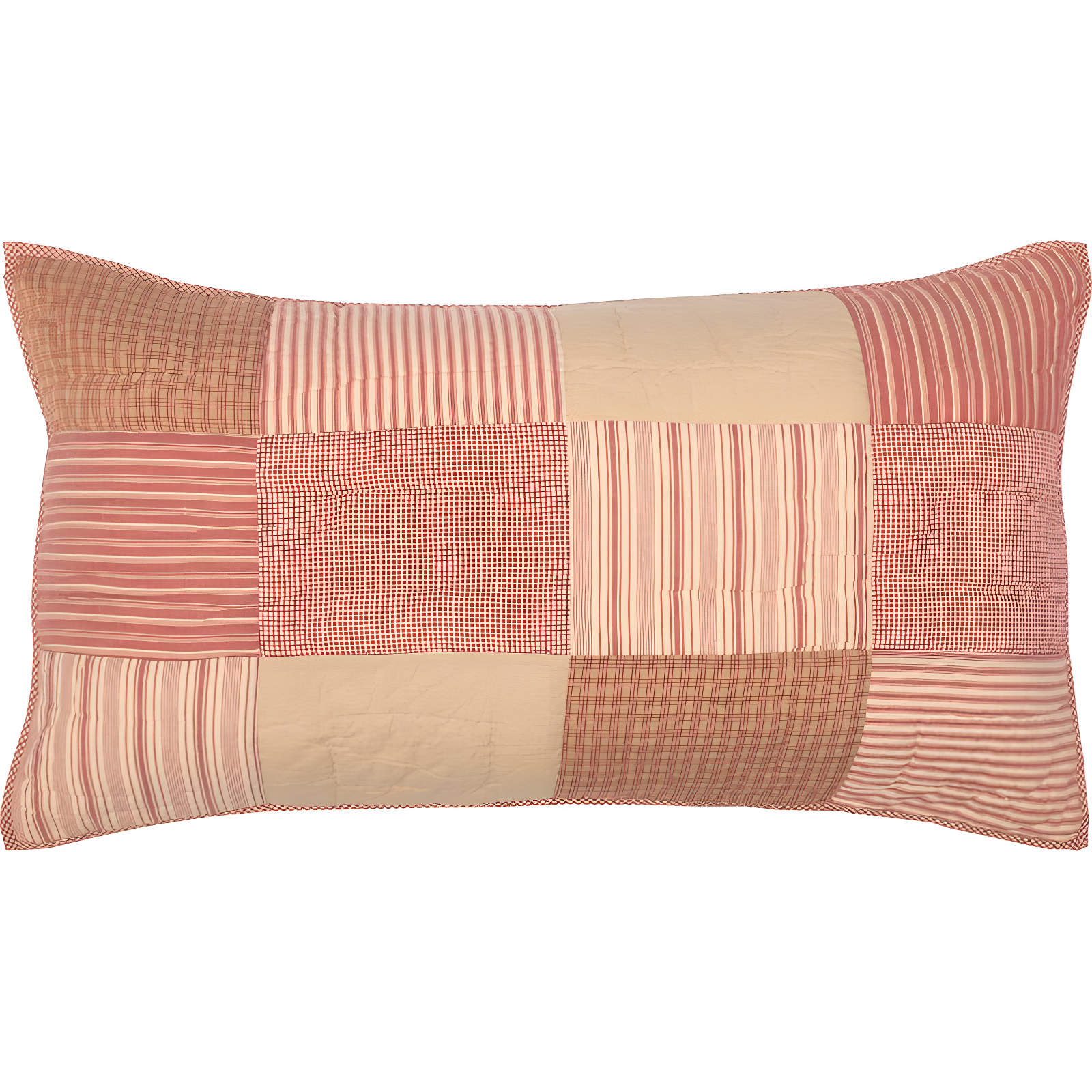 Country Red and Tan Cotton King Pillow Sham