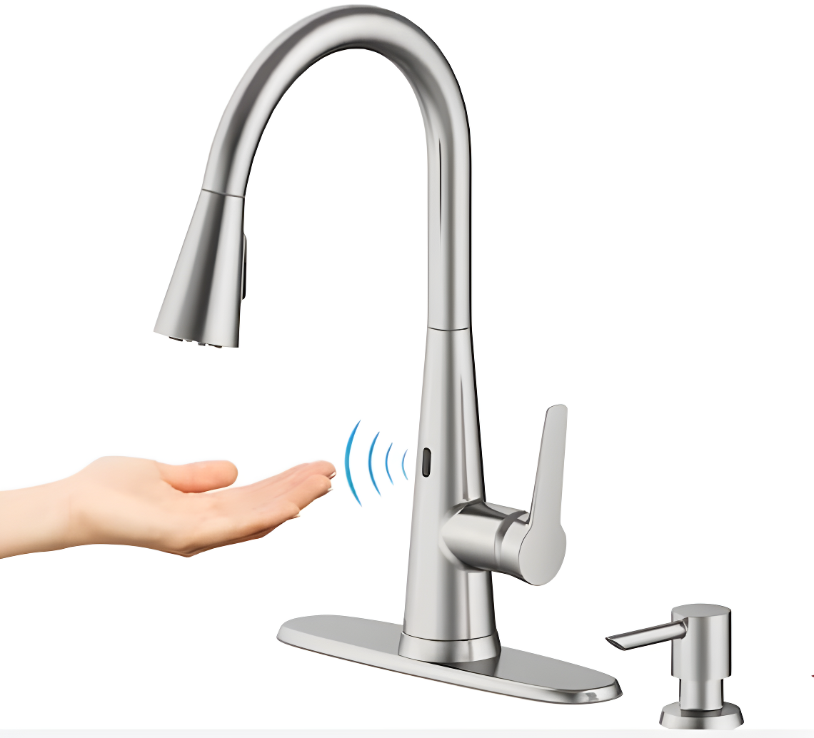 Tolland Stainless Steel Touchless Pull-Down Kitchen Faucet with Soap Dispenser