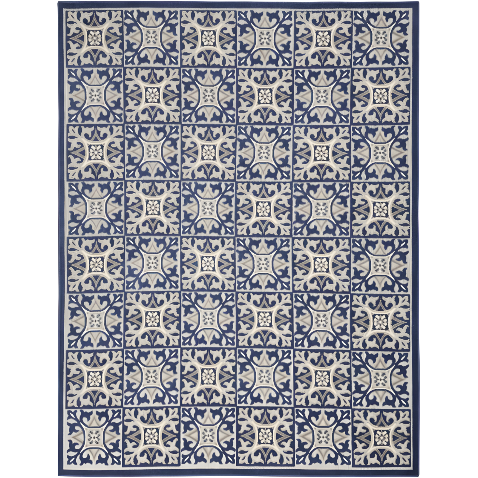 Blue Geometric Synthetic Flat Woven 9' x 12' Rug