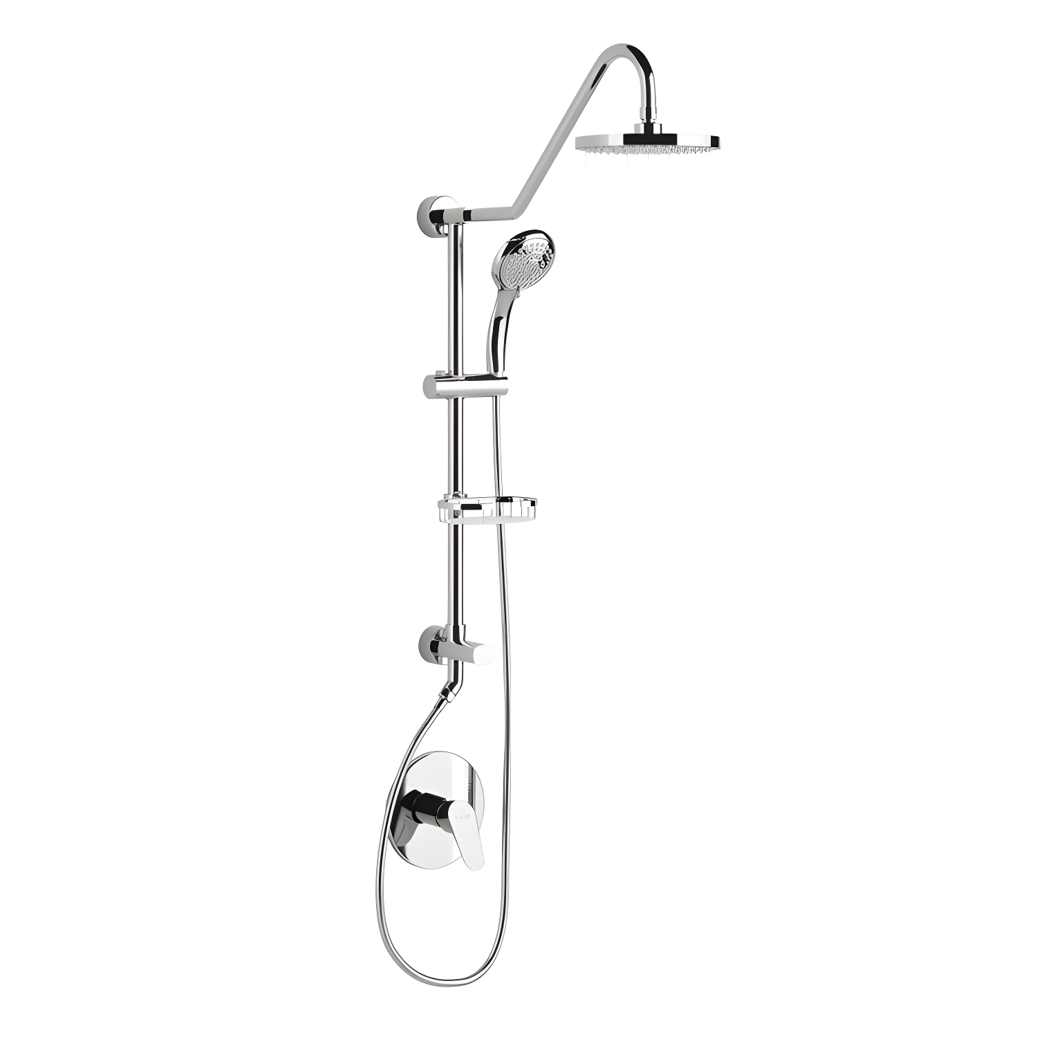 Chrome Adjustable Height Rain Shower System with Handheld