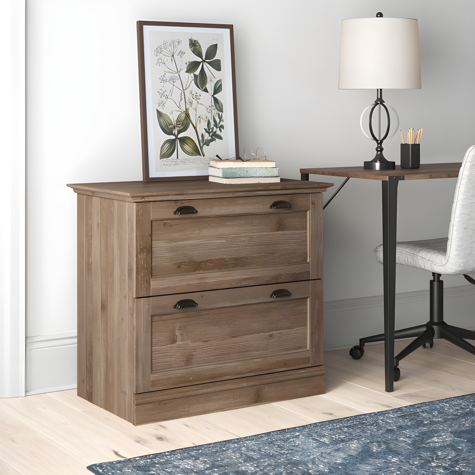 Salt Oak 2-Drawer Lockable Lateral File Cabinet