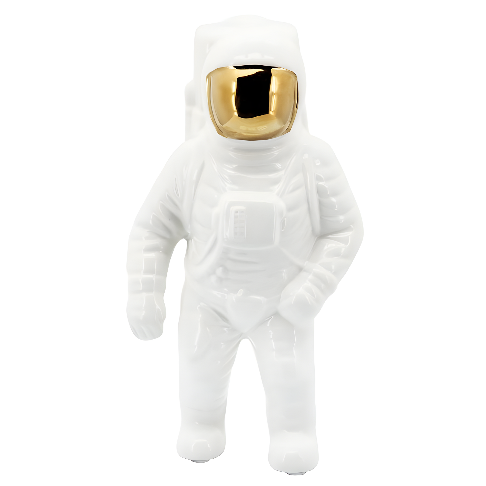 White and Gold Ceramic Astronaut Figurine 11" Wall Mounted