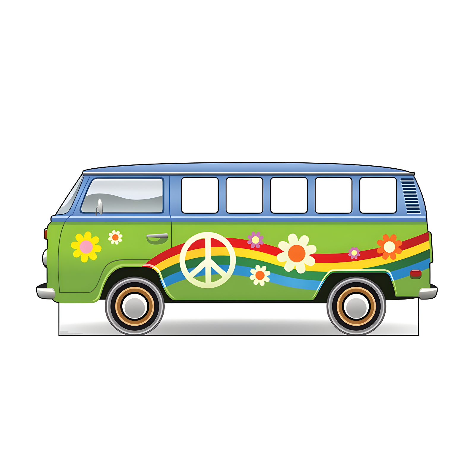 Life-Size Colorful Hippie Bus Cardboard Standup