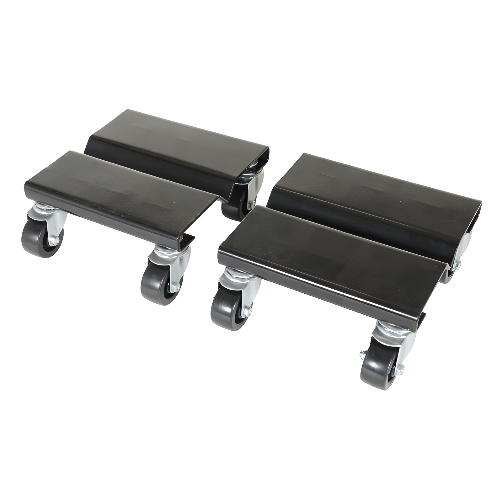 8 in. Black Steel Flat Dolly Set with Rubber Wheels