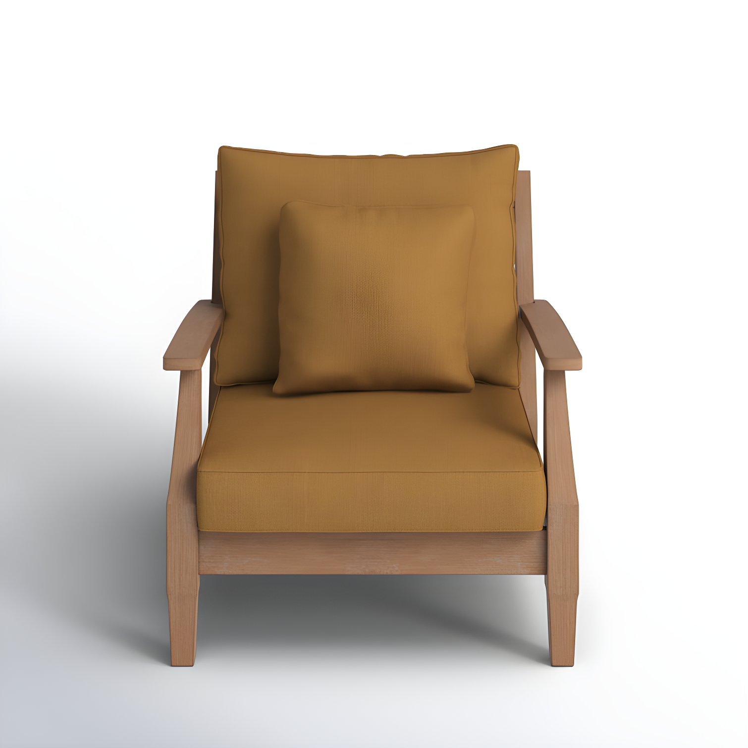 Natural Eucalyptus Outdoor Armchair with Brown Cushions