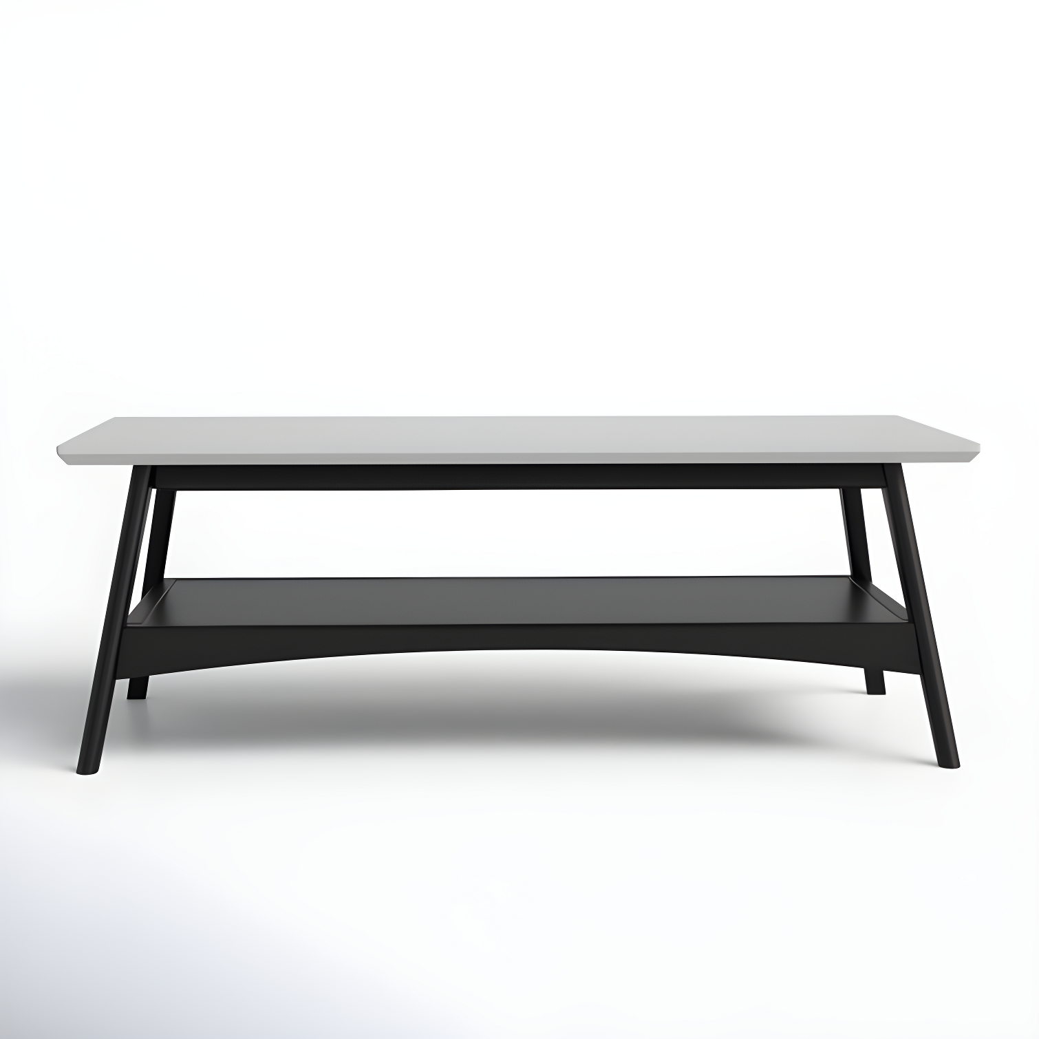 Parker Midcentury Off-White and Black Rectangular Coffee Table