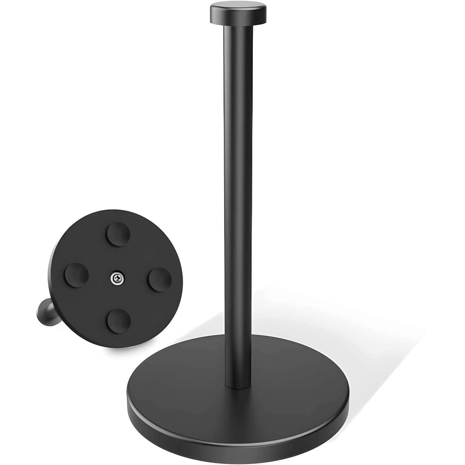 Black Stainless Steel Freestanding Paper Towel Holder with Suction Cups