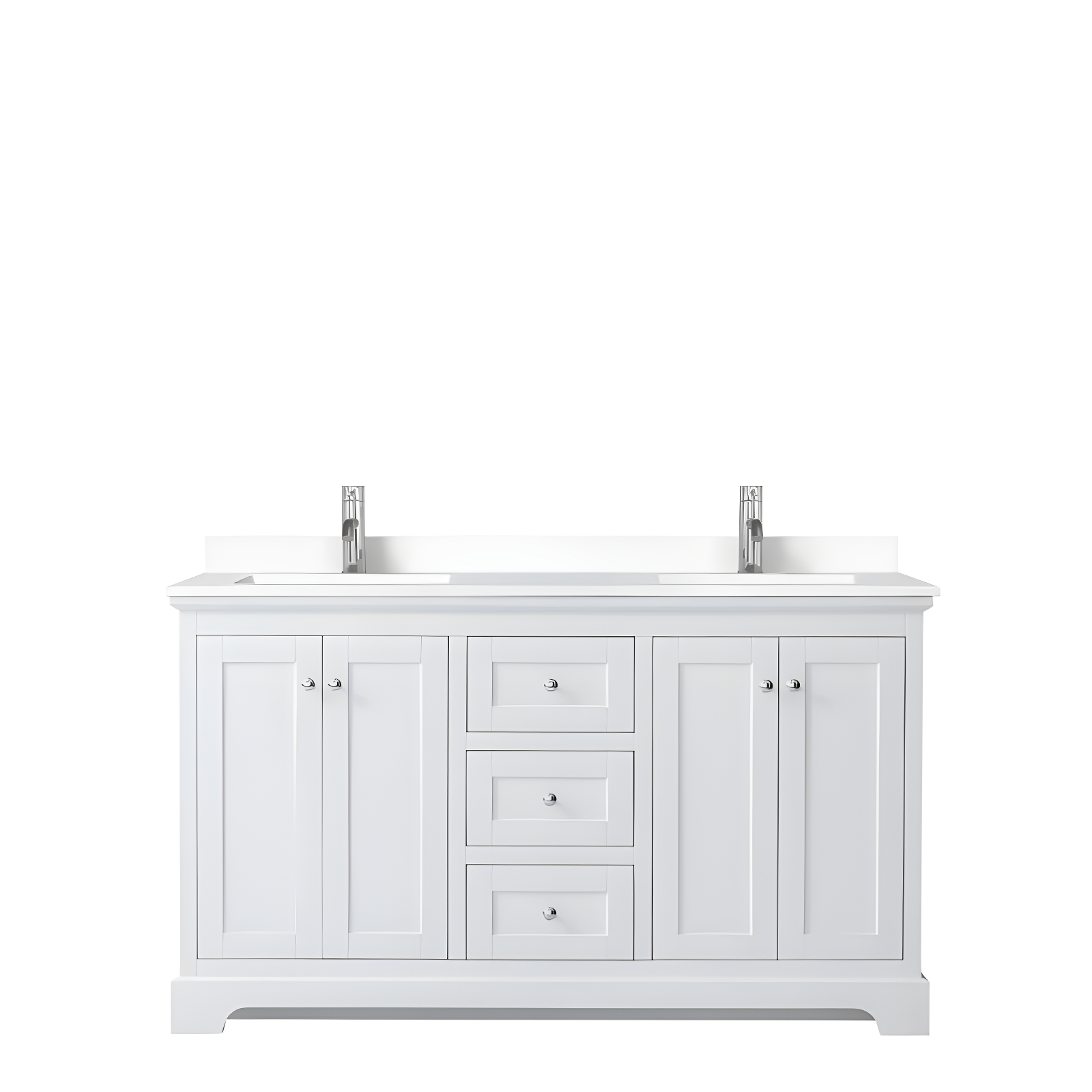 Avery 60'' White Double Bathroom Vanity with Marble Top