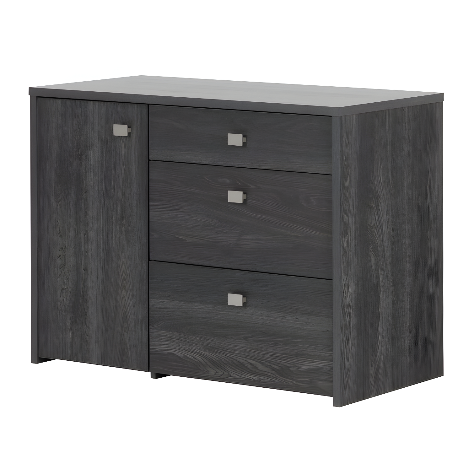 Gray Oak 3-Drawer Vertical Storage Cabinet