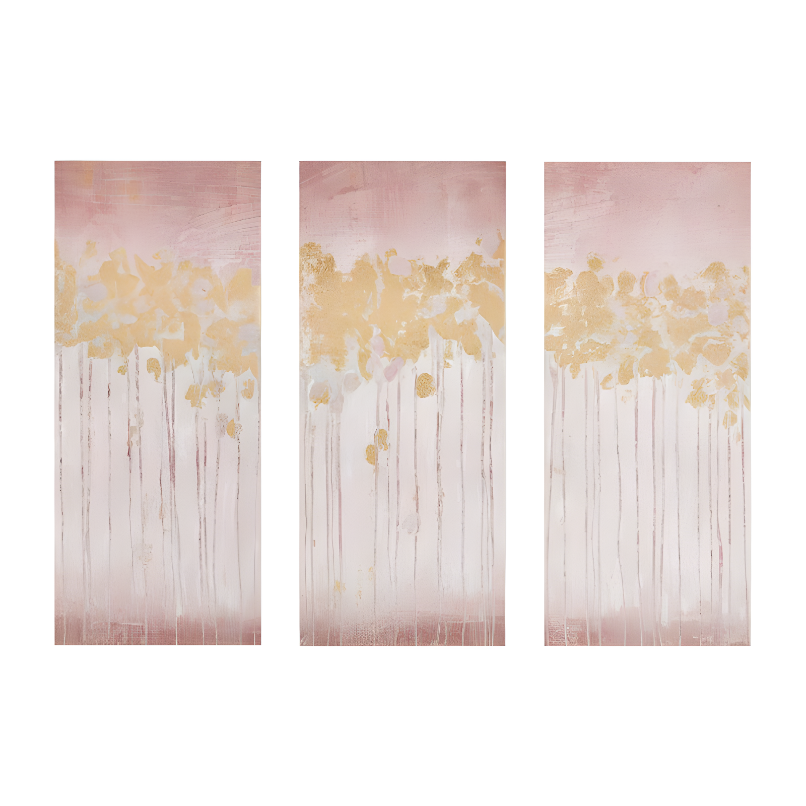 Blush and Gold Abstract Forest 3-Piece Canvas Wall Art Set