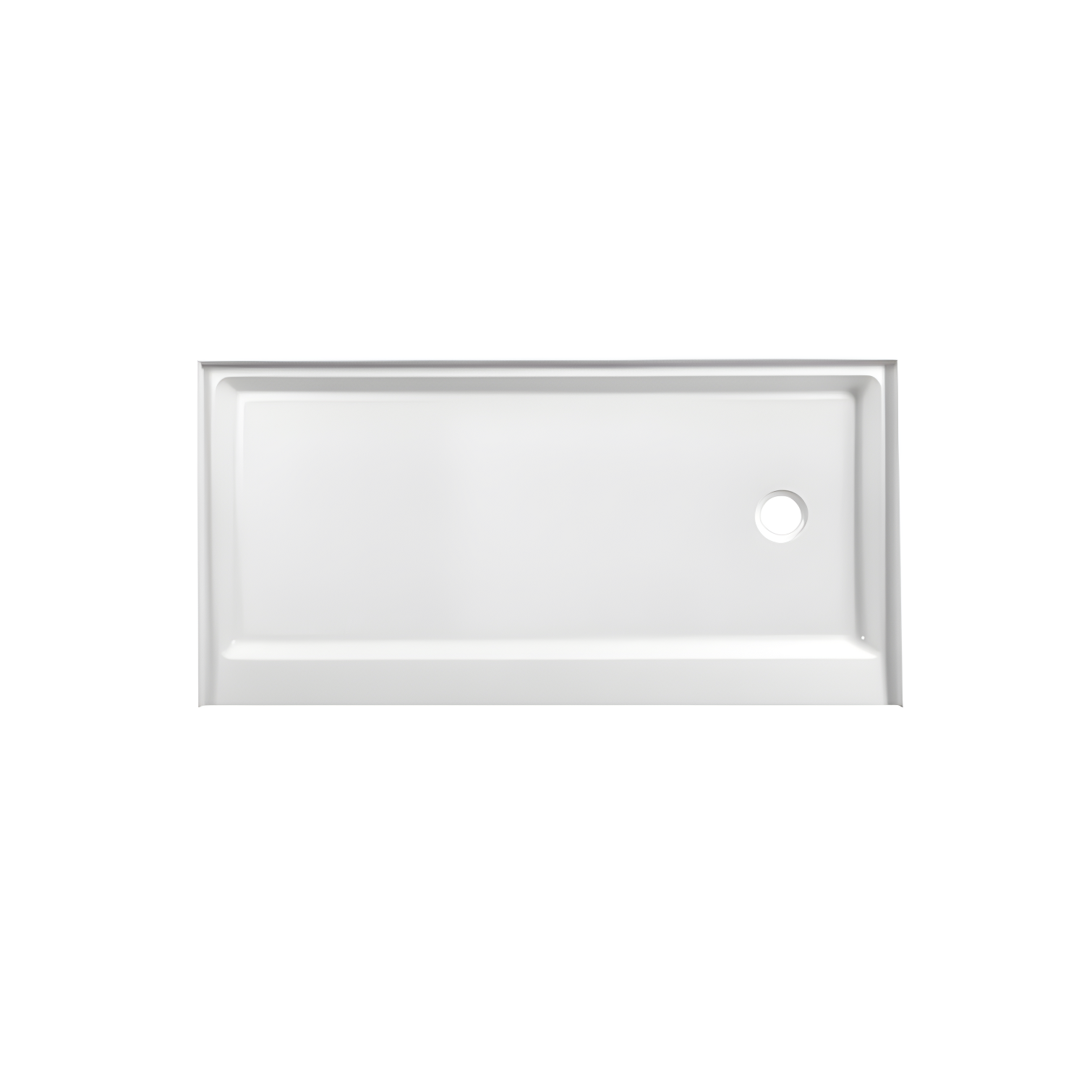 Glossy White 60'' Rectangular Acrylic Shower Base with Right Drain