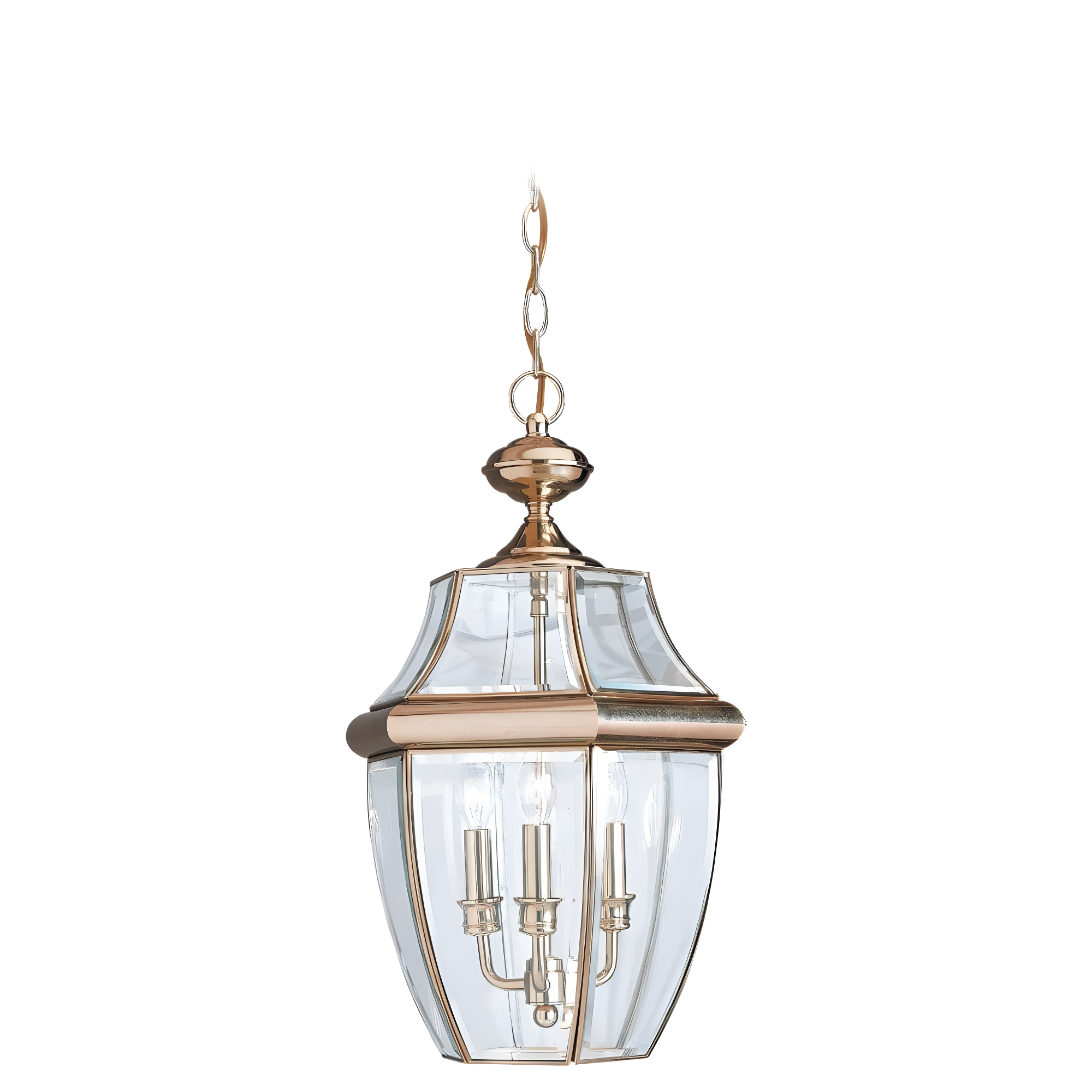 Elegant Polished Brass 3-Light Pendant with Clear Beveled Glass