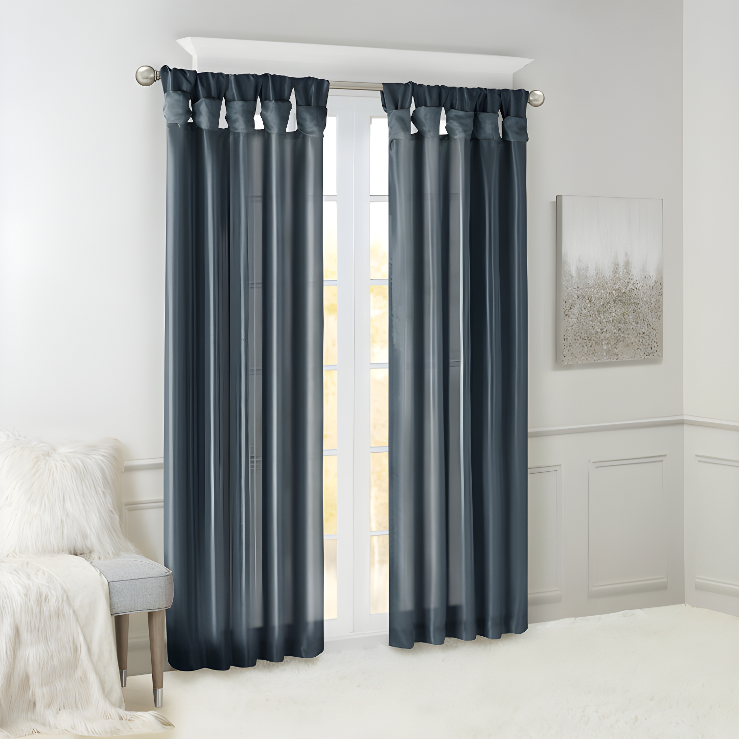 Spice Faux Silk Tab Top Light-Filtering Curtain Panel