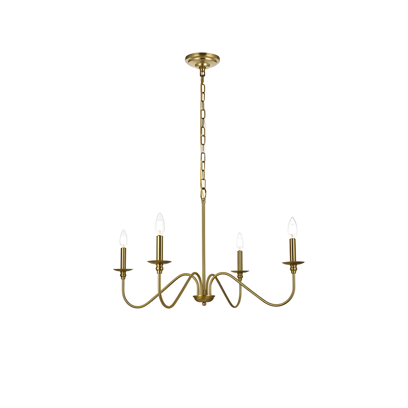 Satin Gold 30'' 6-Light Iron Candle Chandelier