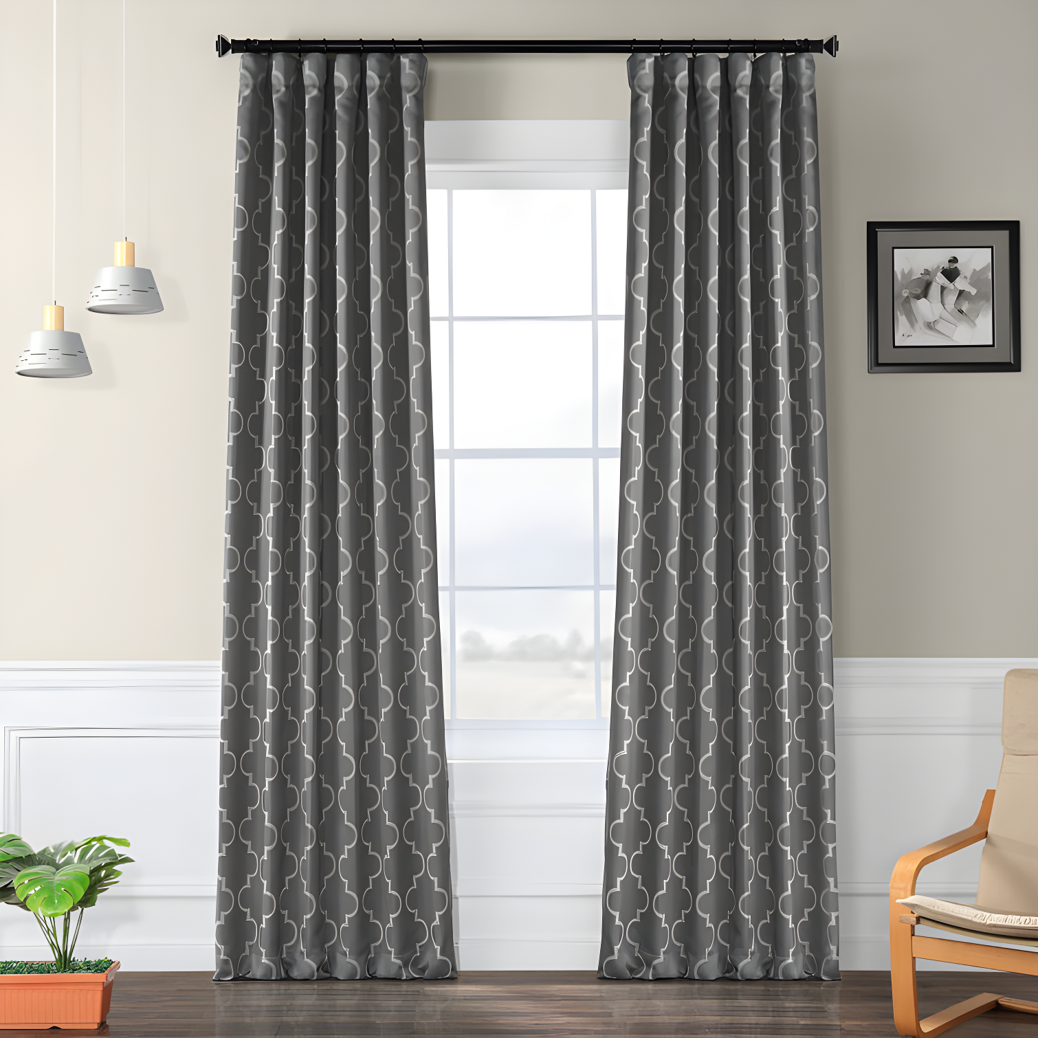 Seville Gray and Silver Blackout Polyester Window Panel